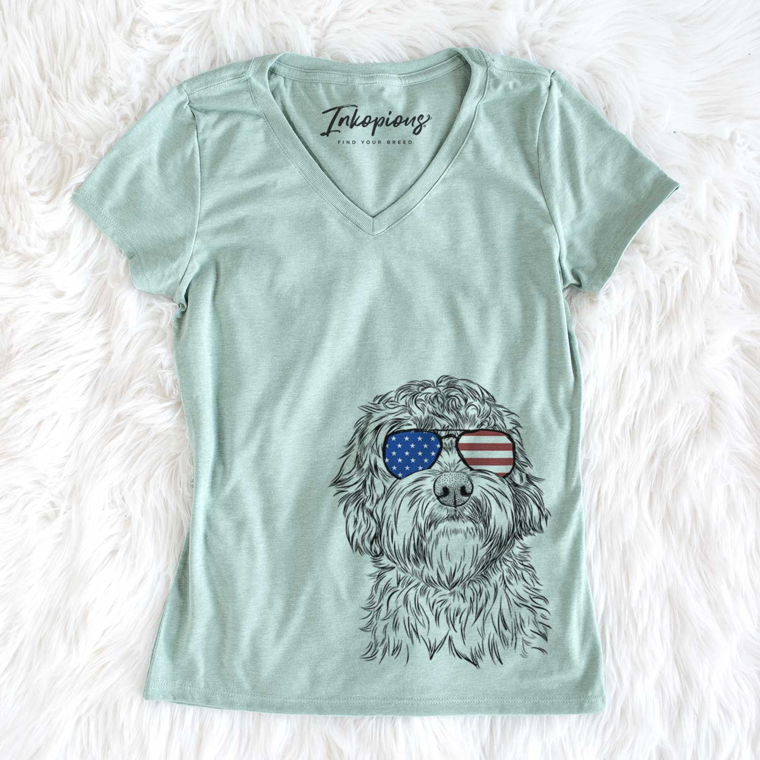 USA Huckleberry the Australian Labradoodle - Women's Perfect V-neck Shirt