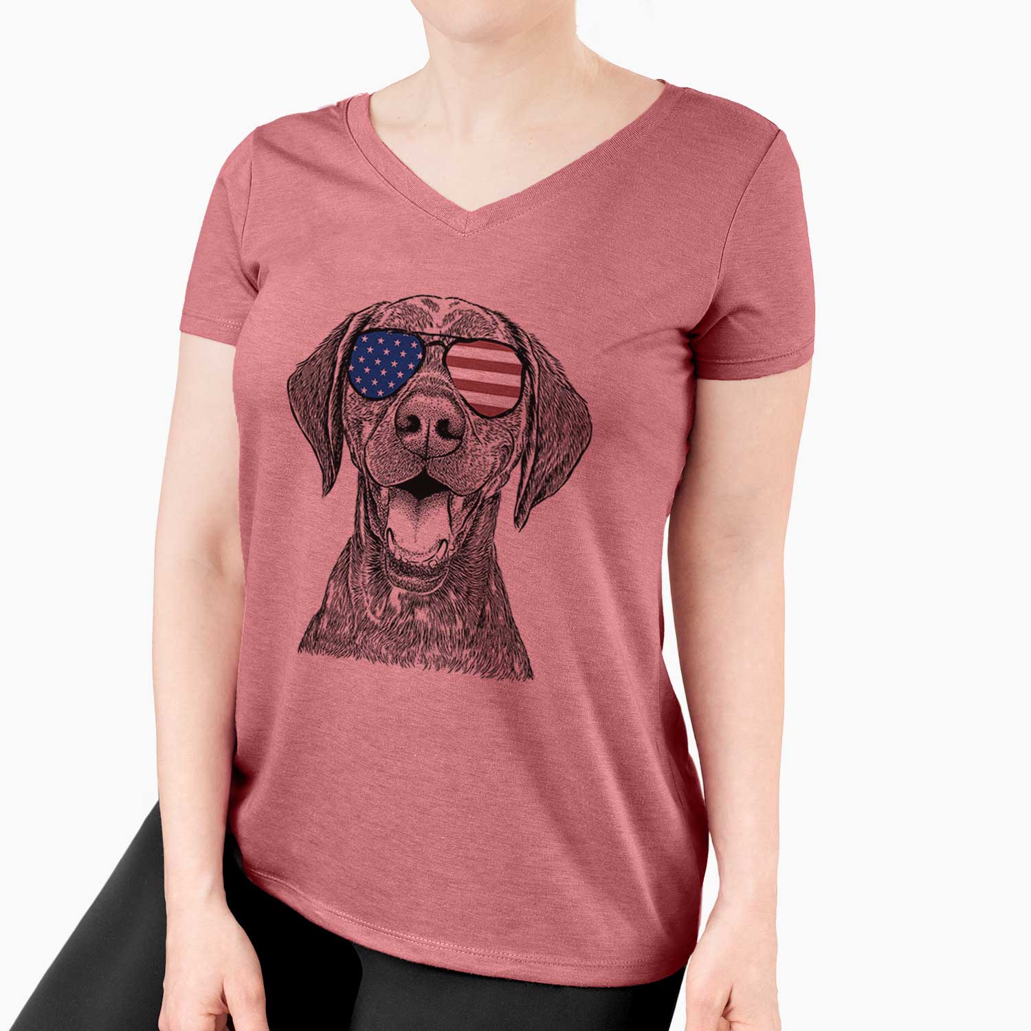 USA Hudson the German Shorthaired Pointer - Women's Perfect V-neck Shirt