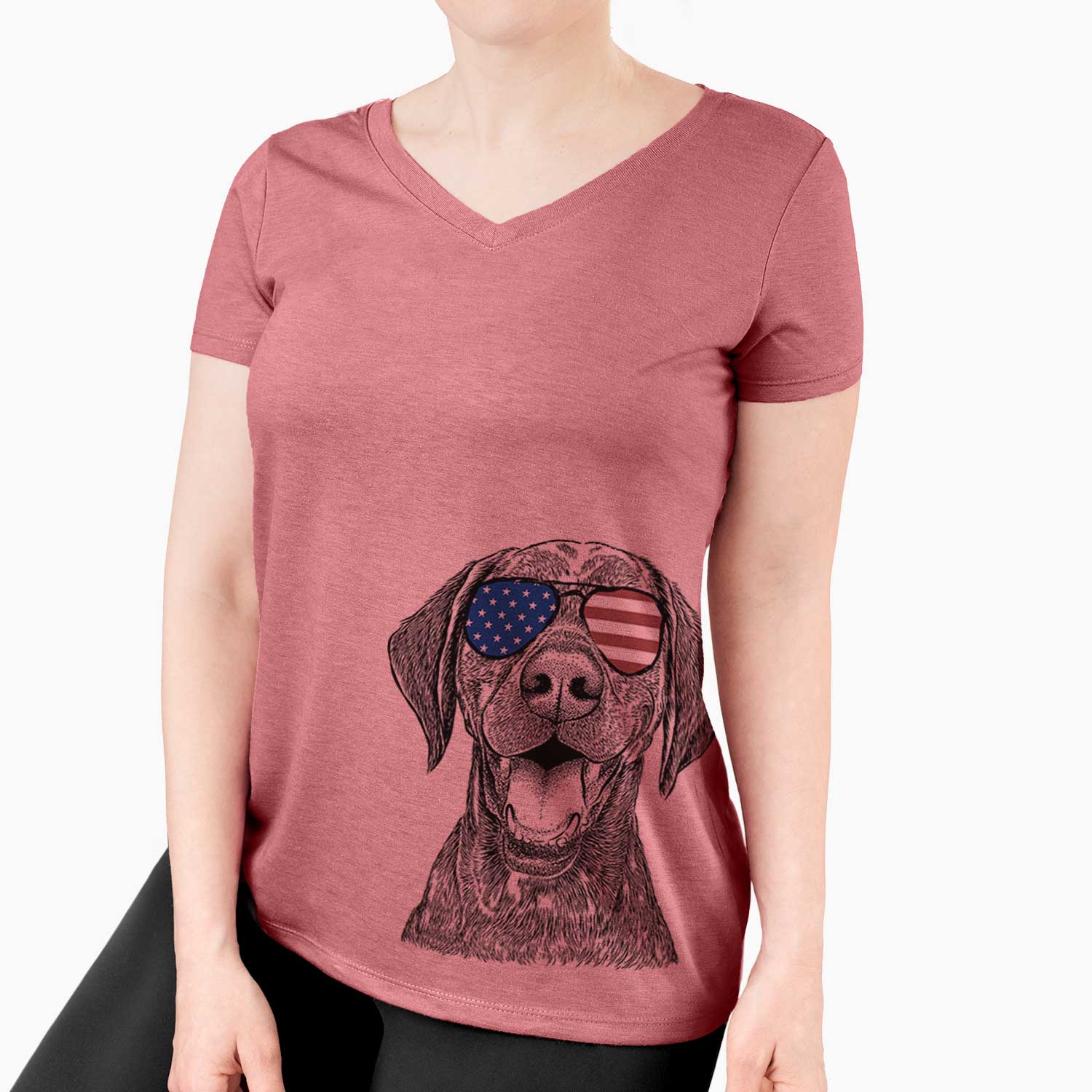 USA Hudson the German Shorthaired Pointer - Women's Perfect V-neck Shirt