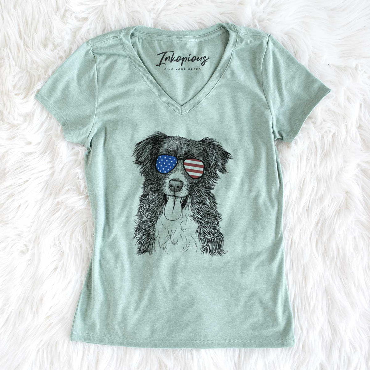 USA Indi the Border Collie - Women's Perfect V-neck Shirt
