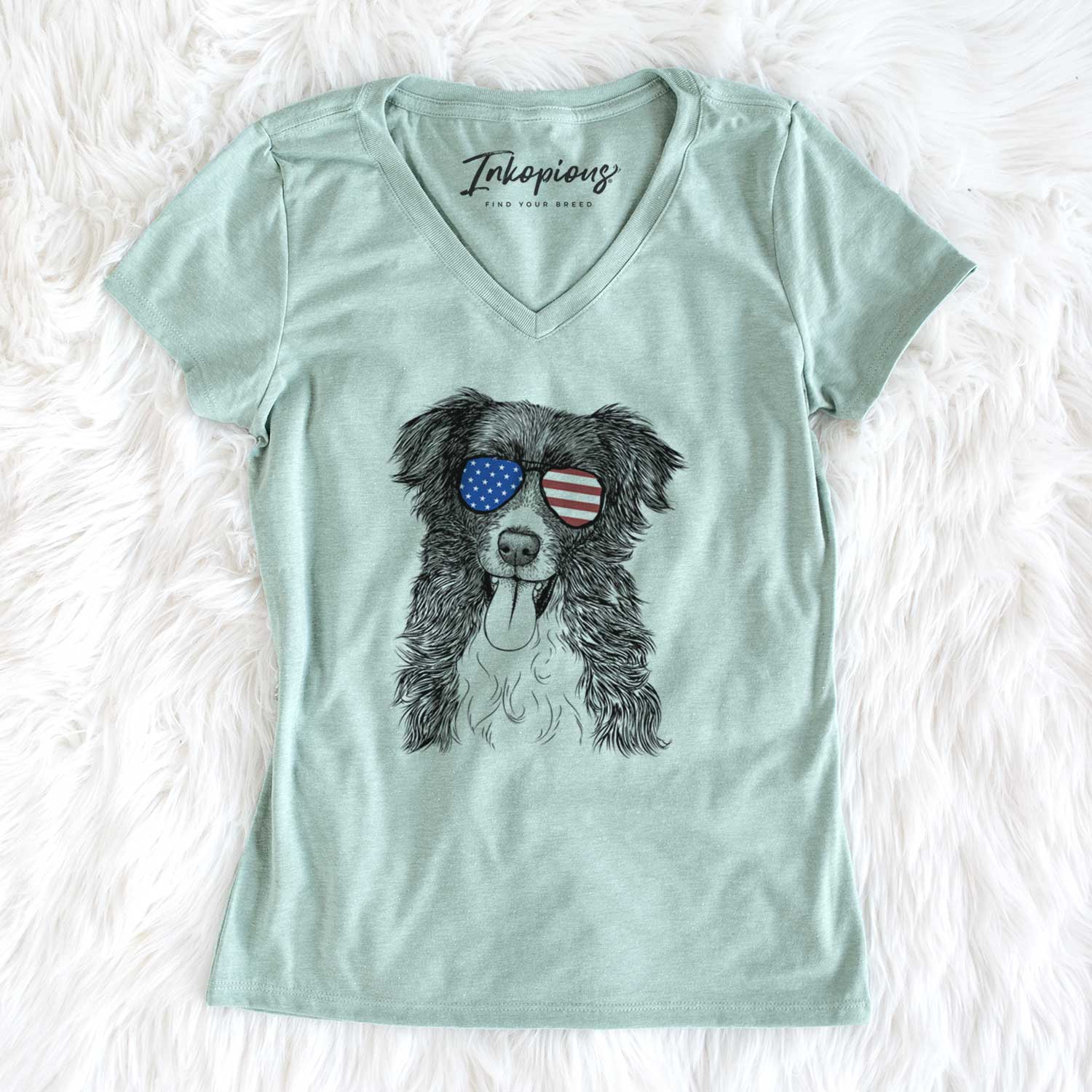 USA Indi the Border Collie - Women's Perfect V-neck Shirt