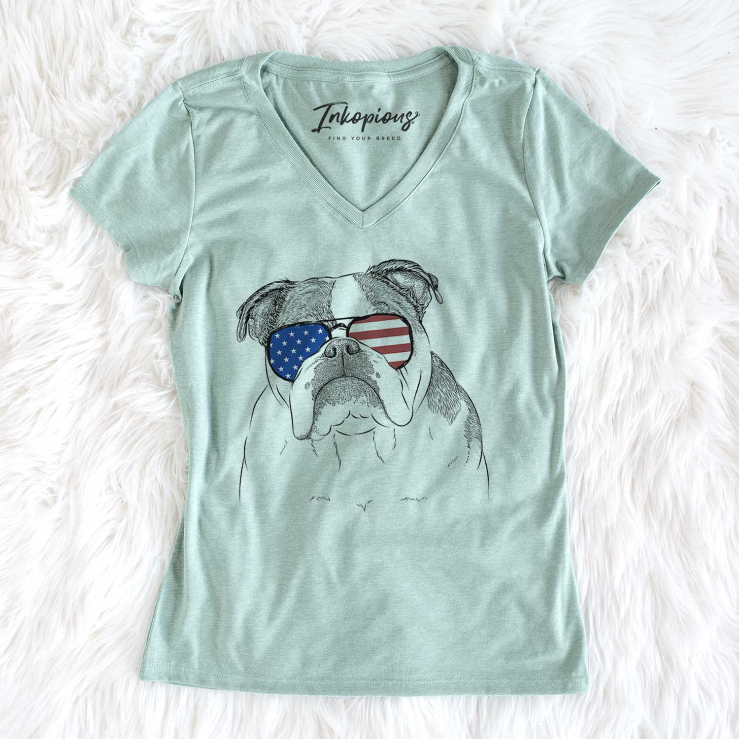 USA Jack the English Bulldog - Women's Perfect V-neck Shirt