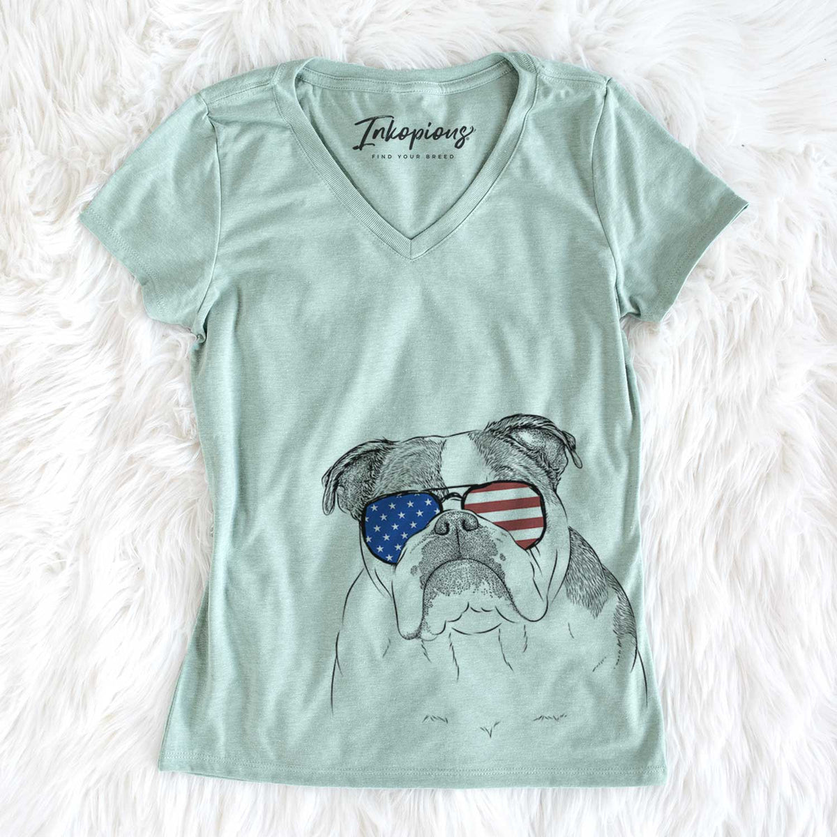 USA Jack the English Bulldog - Women's Perfect V-neck Shirt