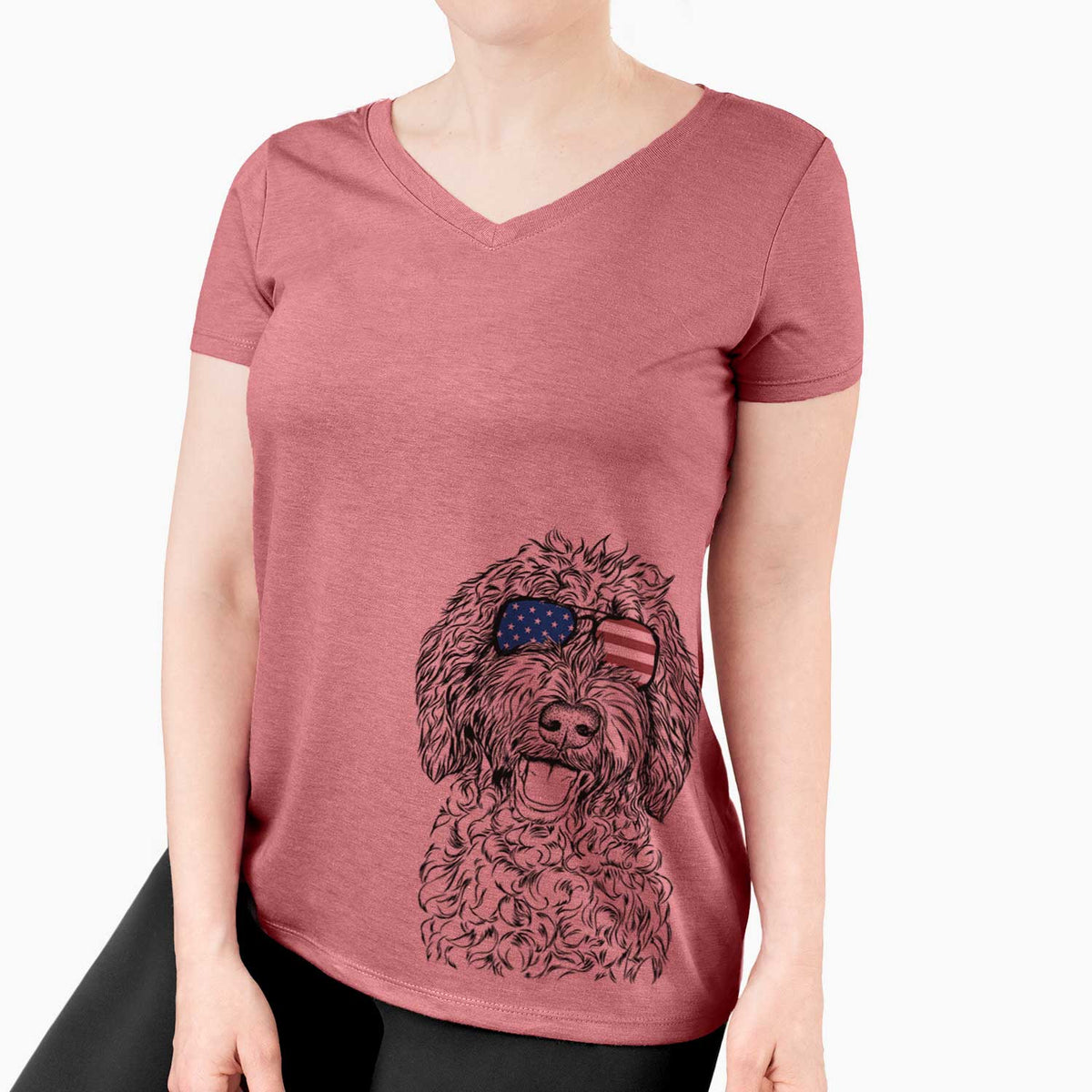 USA Jack the Chocolate Labradoodle - Women's Perfect V-neck Shirt