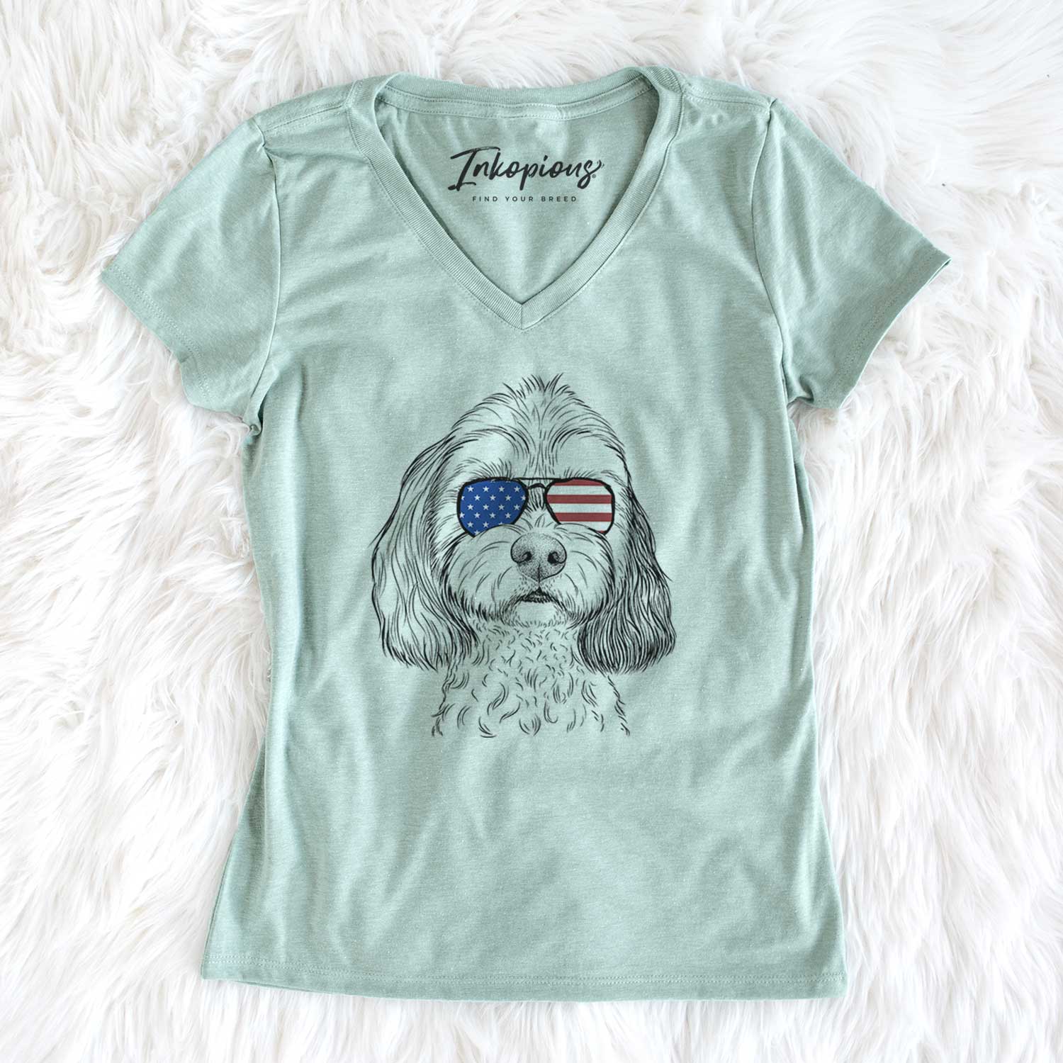 USA Jasper Diggins the Cavapoo - Women's Perfect V-neck Shirt