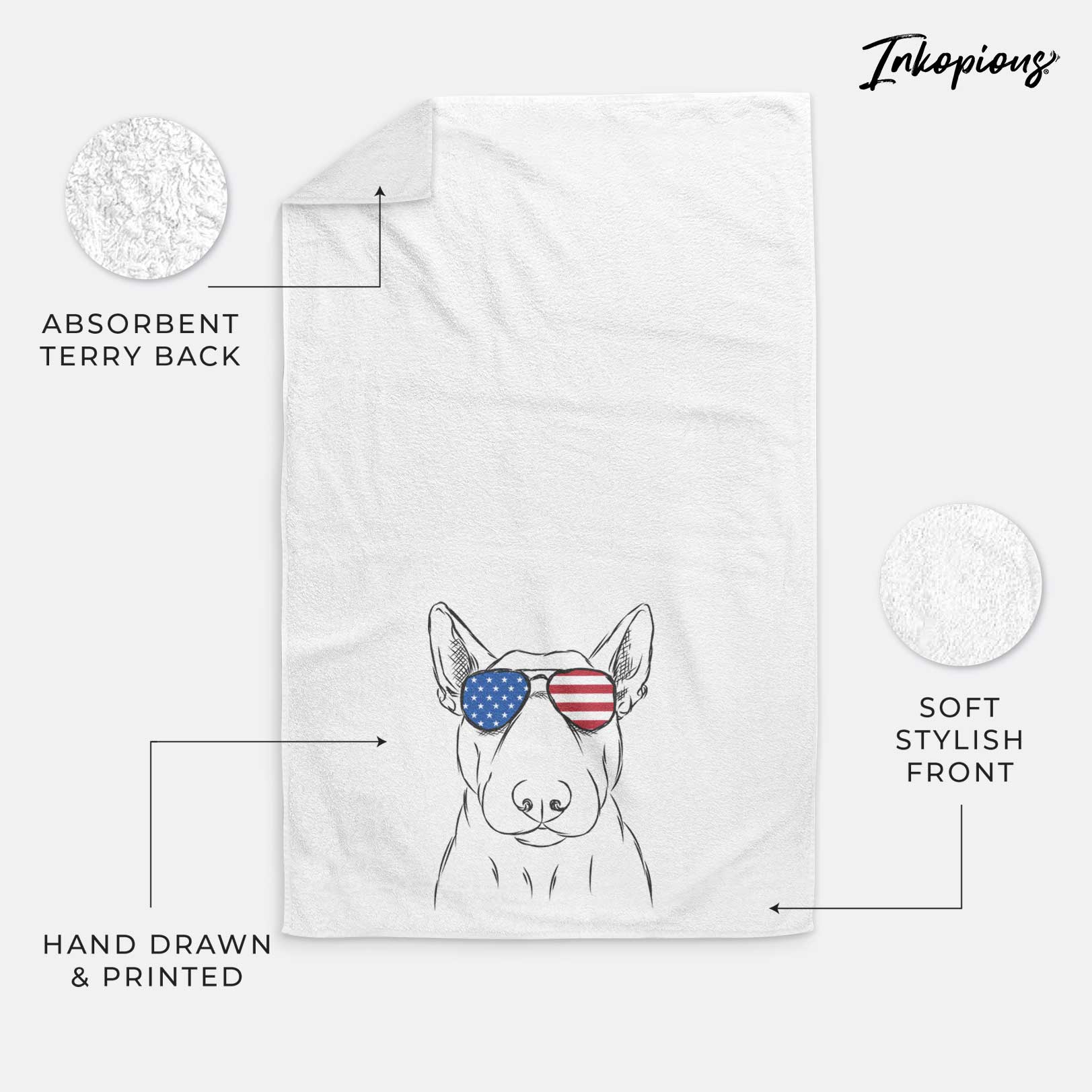 Jett the Bull Terrier Decorative Hand Towel