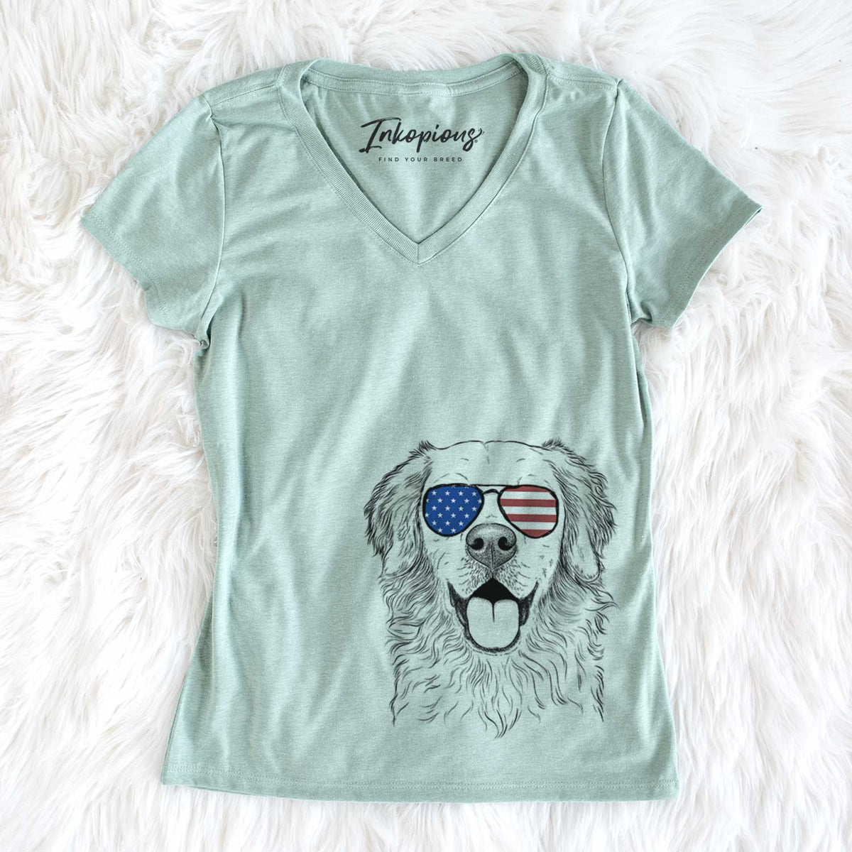 USA Juniper the Golden Retriever - Women's Perfect V-neck Shirt