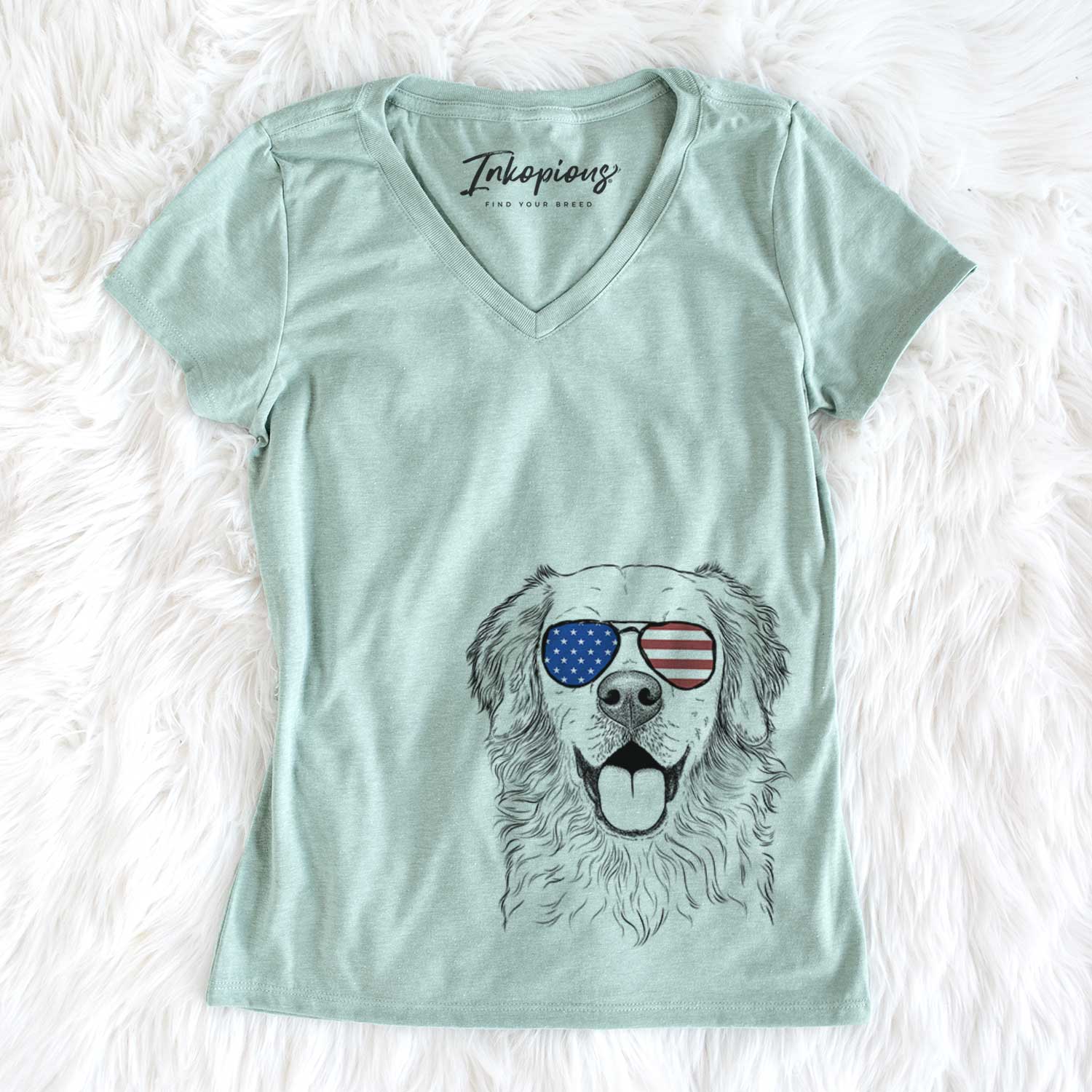 USA Juniper the Golden Retriever - Women's Perfect V-neck Shirt