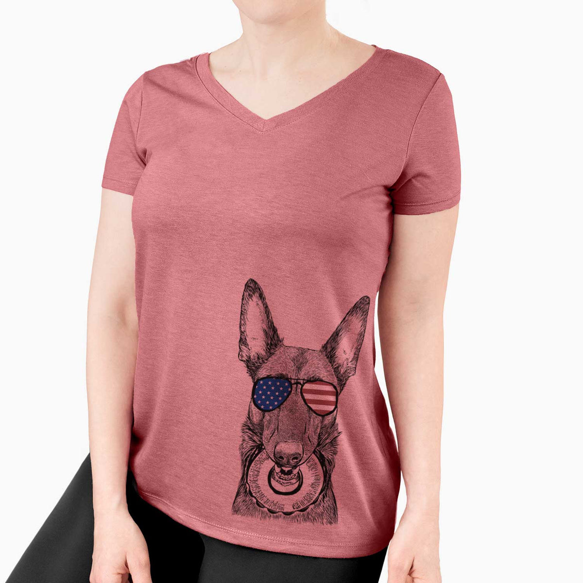 USA Juno the Belgian Malinois - Women's Perfect V-neck Shirt