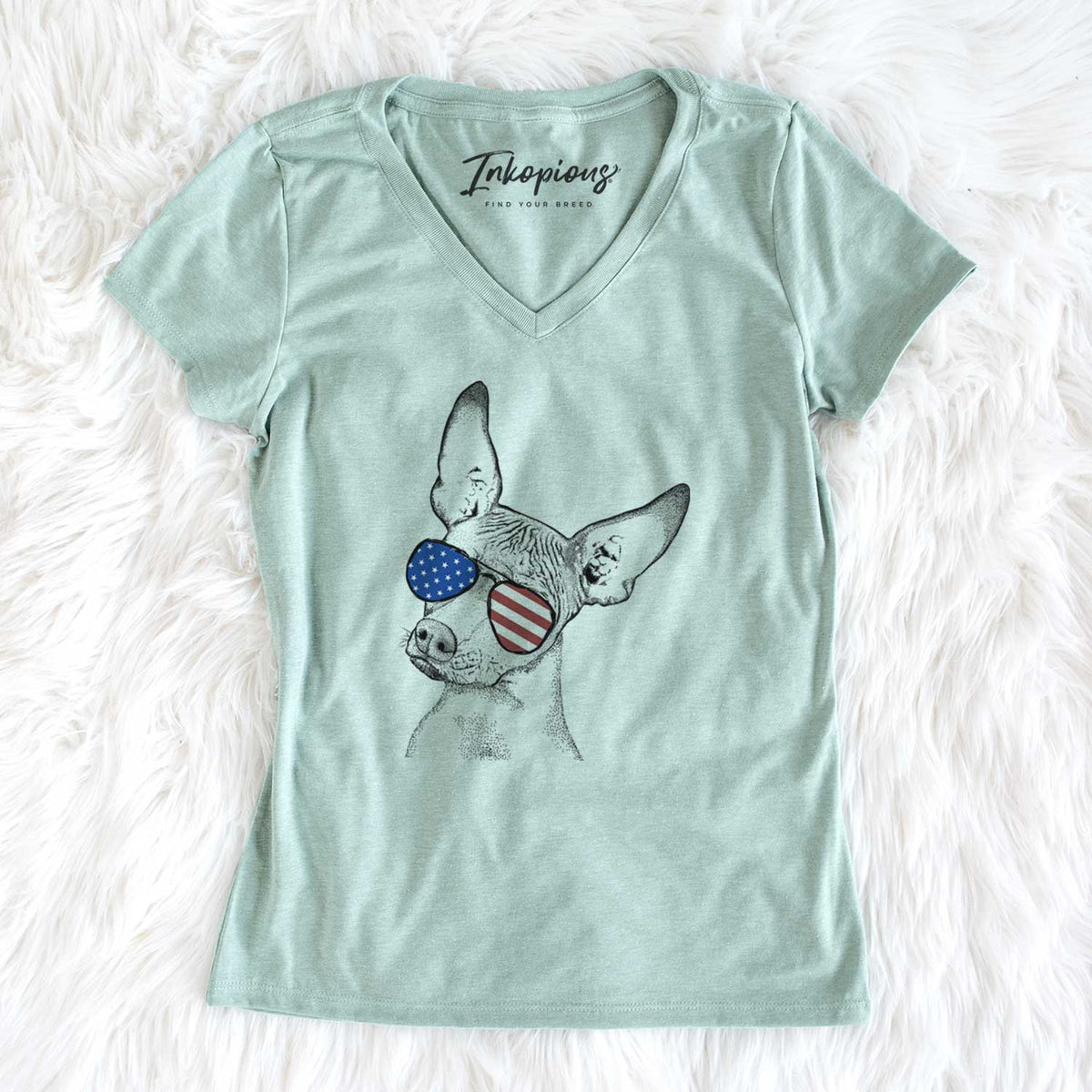 USA Kahlo the Xoloitzcuintli - Women's Perfect V-neck Shirt