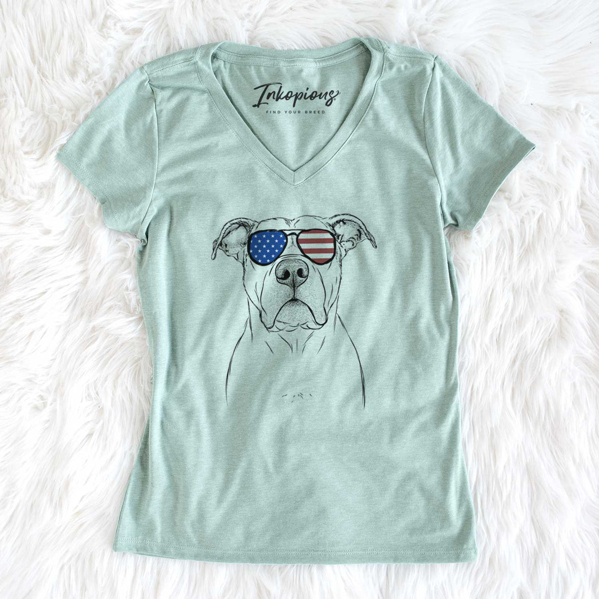USA KiaOra the Pitbull Mix - Women's Perfect V-neck Shirt