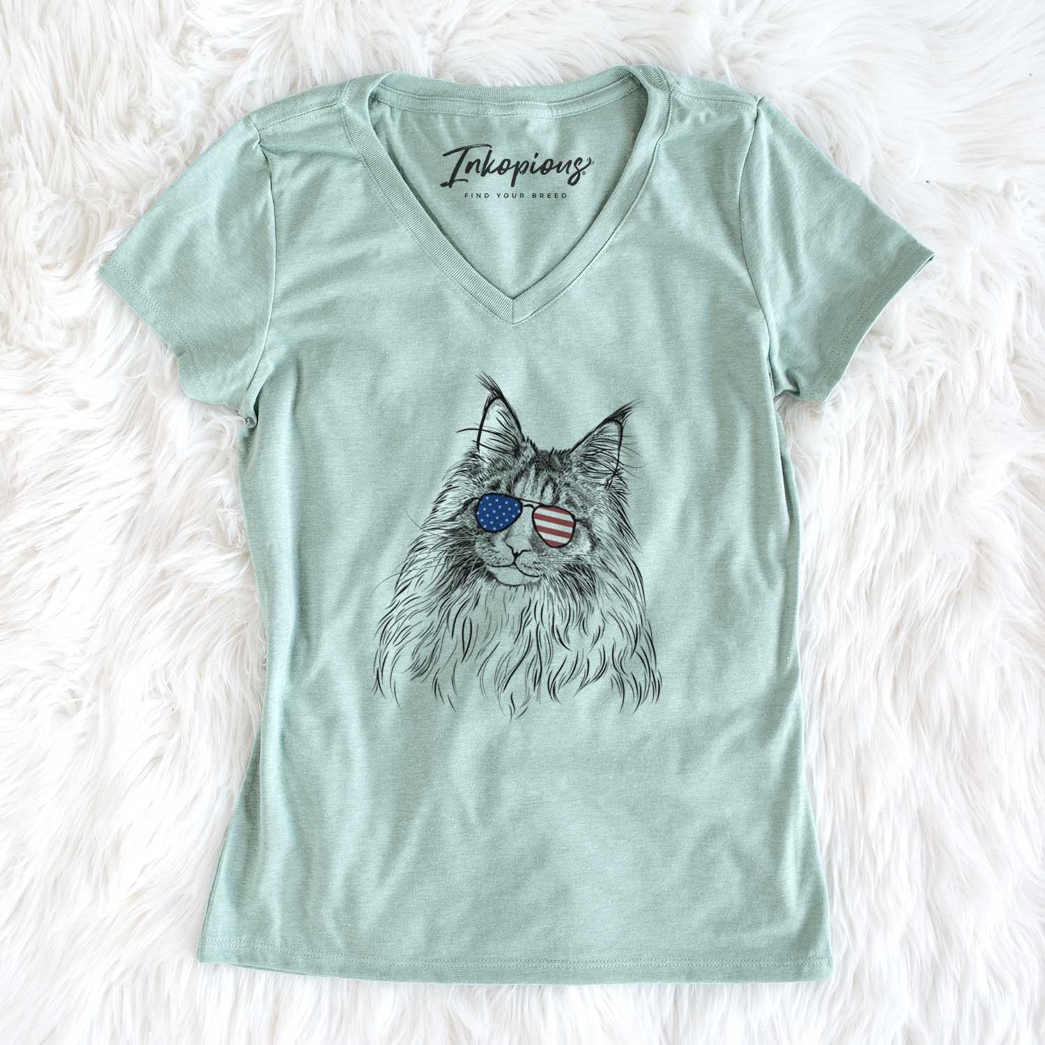 USA Kiki the Maine Coon Cat - Women's Perfect V-neck Shirt