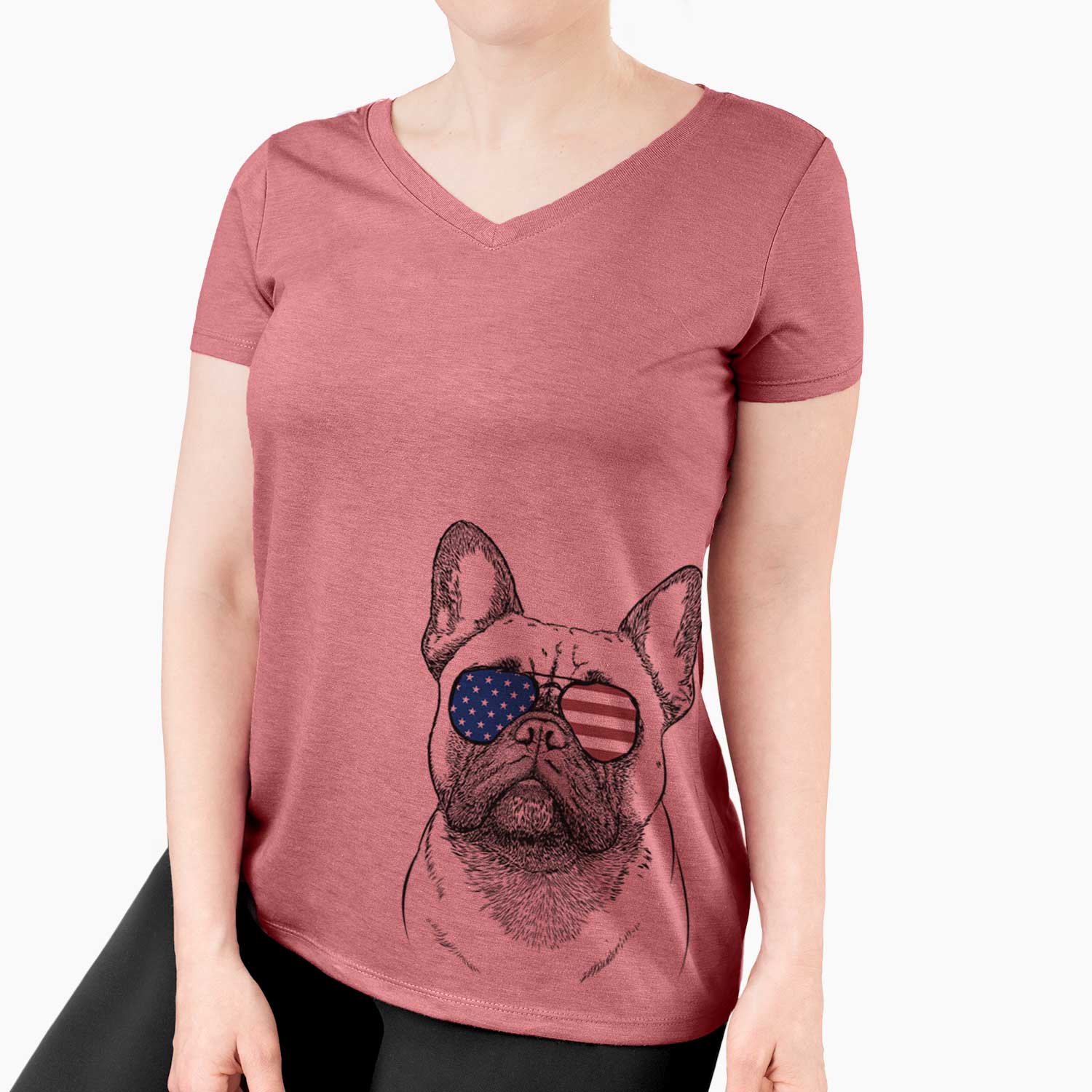USA Kingsleigh the French Bulldog - Women's Perfect V-neck Shirt