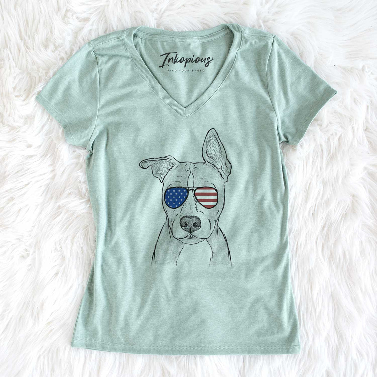 USA Kisses the Pitbull - Women's Perfect V-neck Shirt