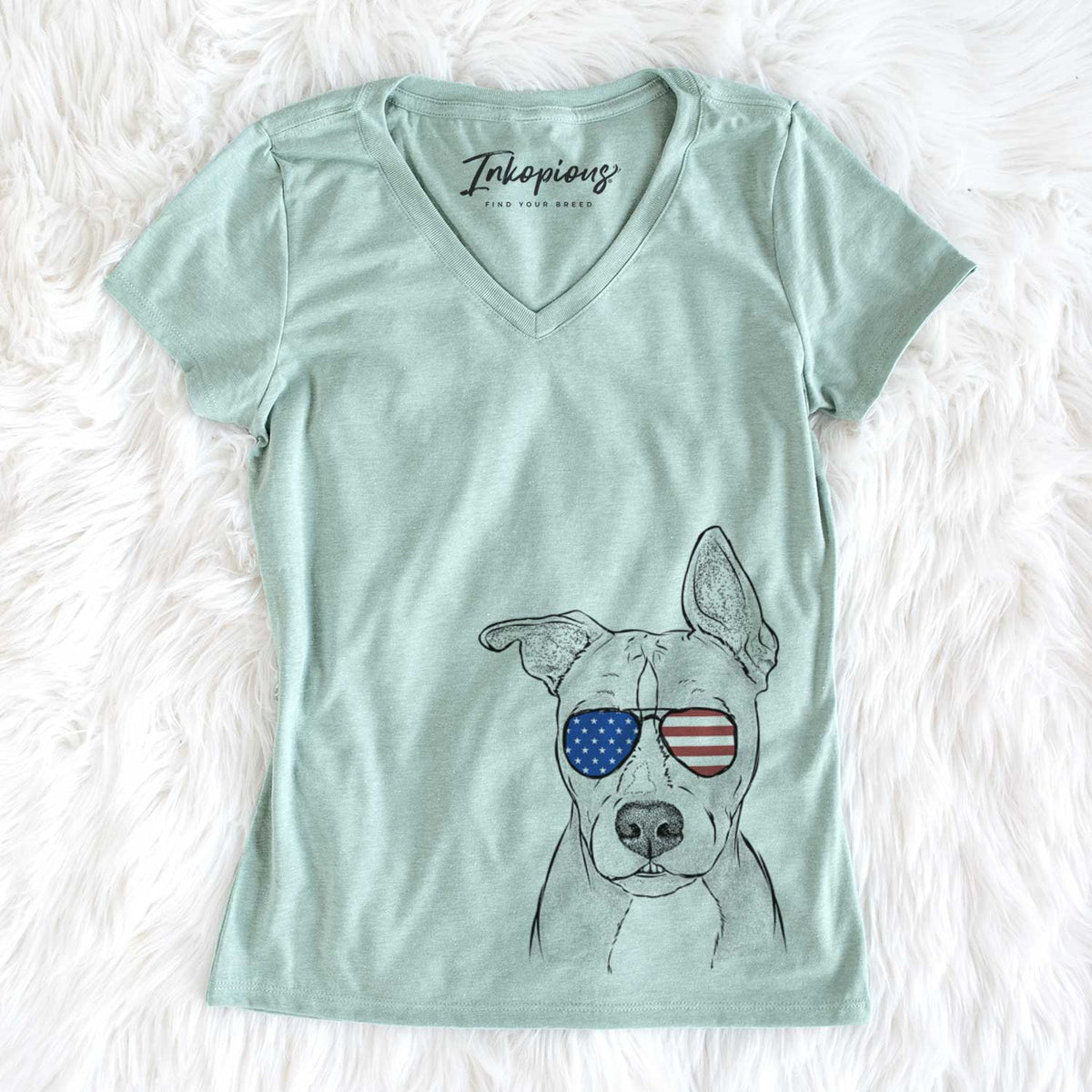 USA Kisses the Pitbull - Women's Perfect V-neck Shirt