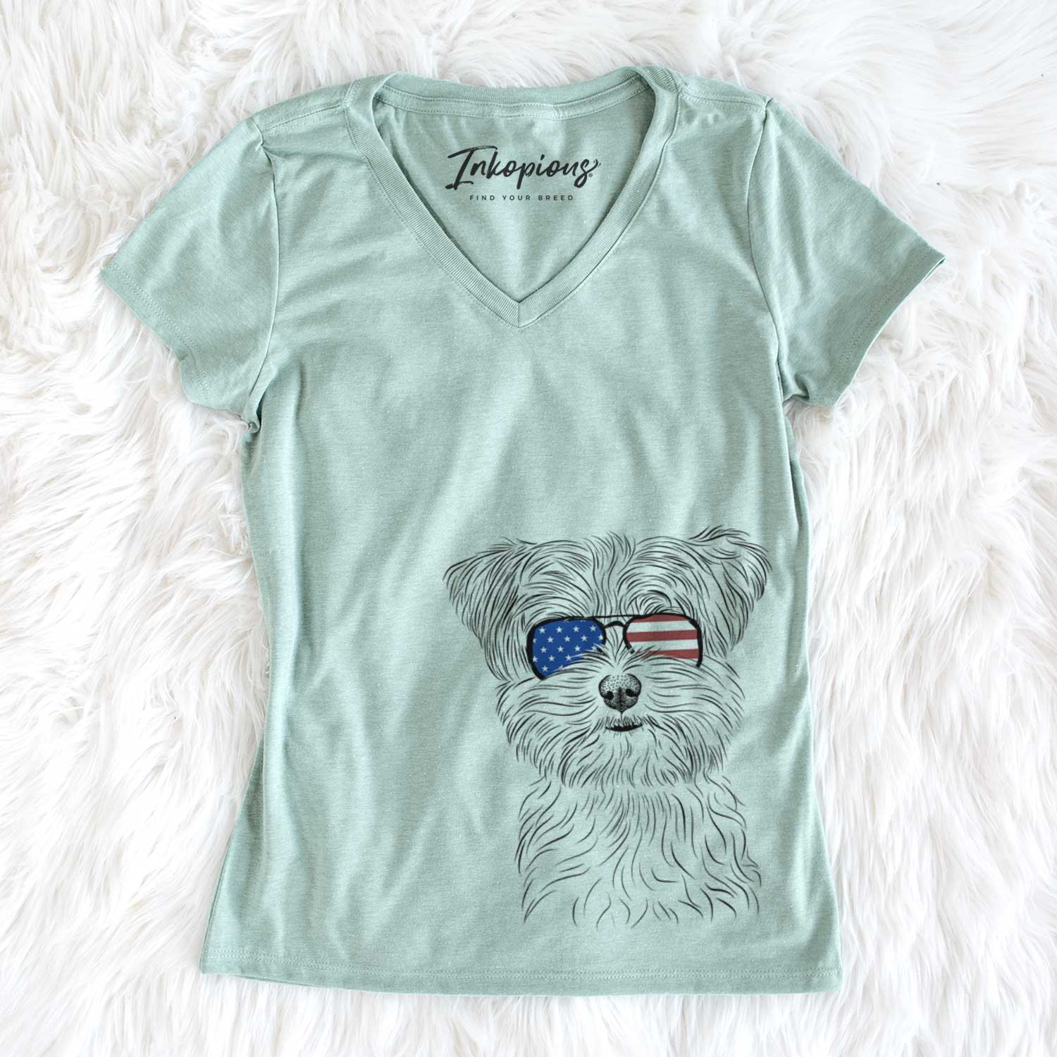 USA Kiwi the Morkie - Women's Perfect V-neck Shirt