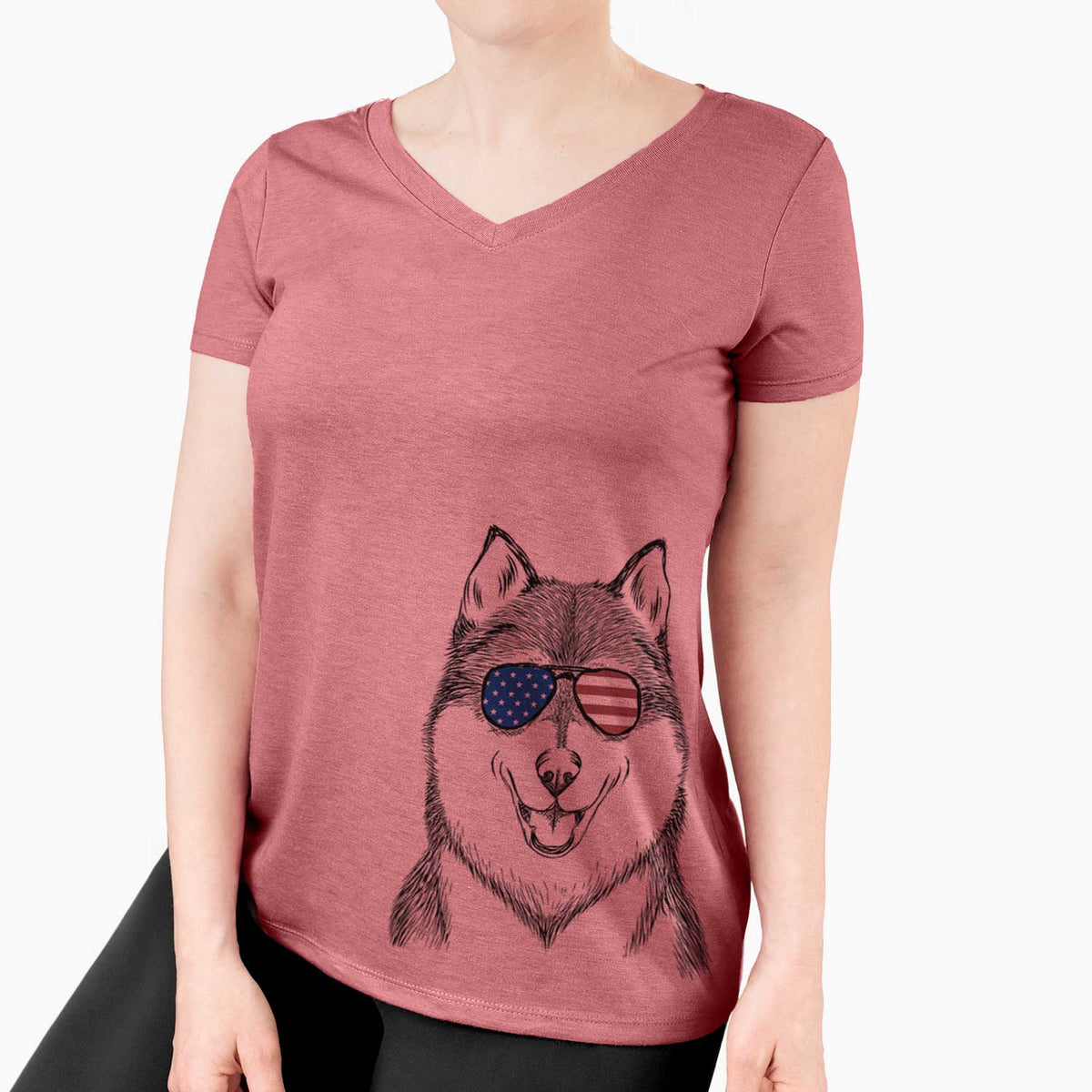 USA Koda the Siberian Husky - Women's Perfect V-neck Shirt