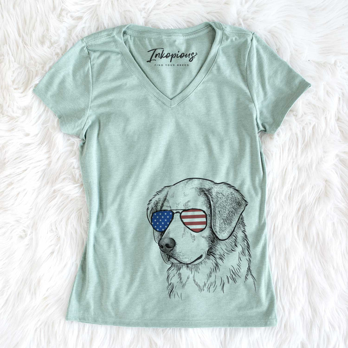 USA Kula the Golden Retriever - Women's Perfect V-neck Shirt