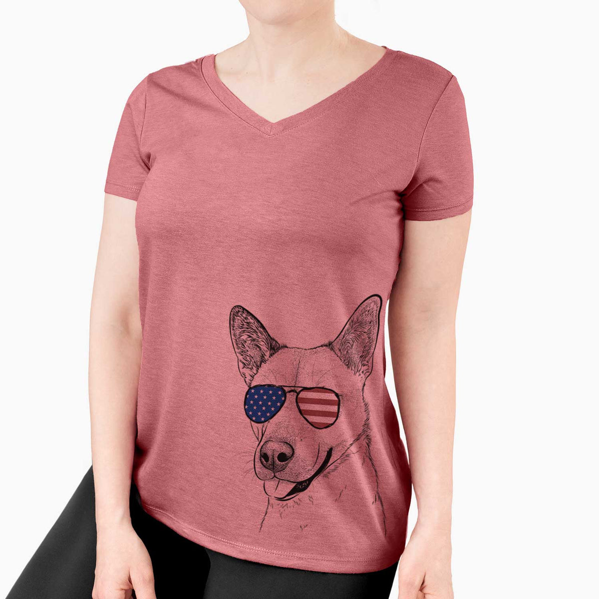 USA Kulfi the Jindo Shiba Inu Mix - Women's Perfect V-neck Shirt