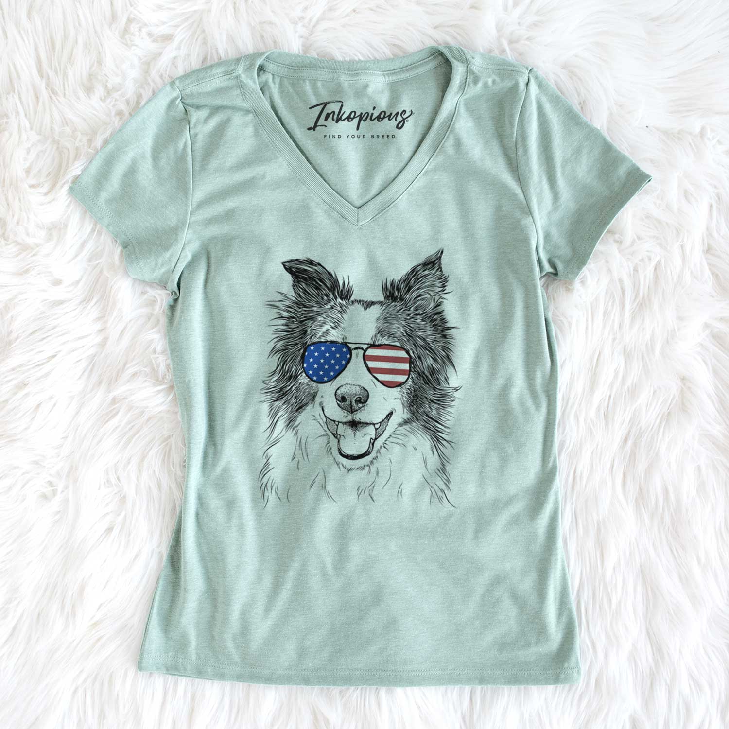 USA Kylee the Border Collie - Women's Perfect V-neck Shirt