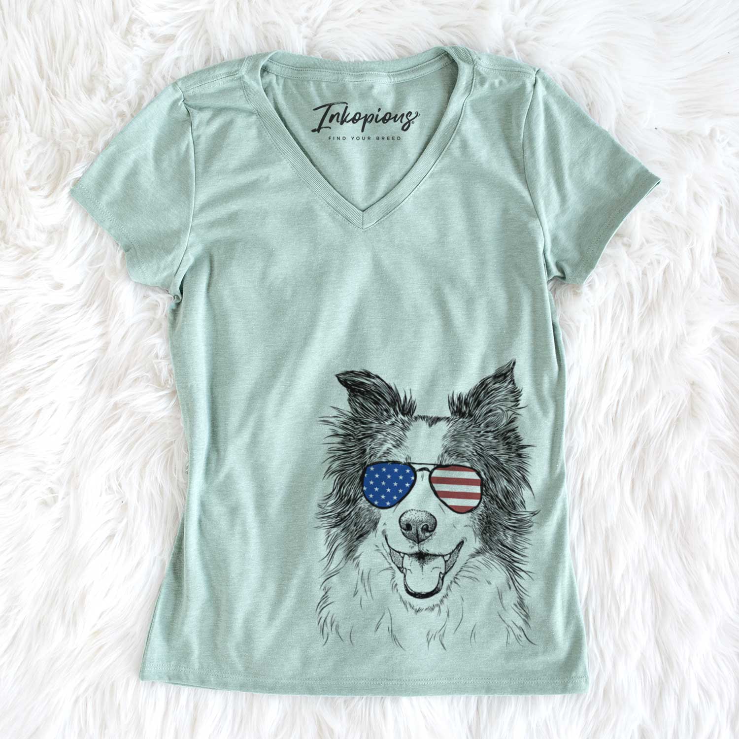 USA Kylee the Border Collie - Women's Perfect V-neck Shirt