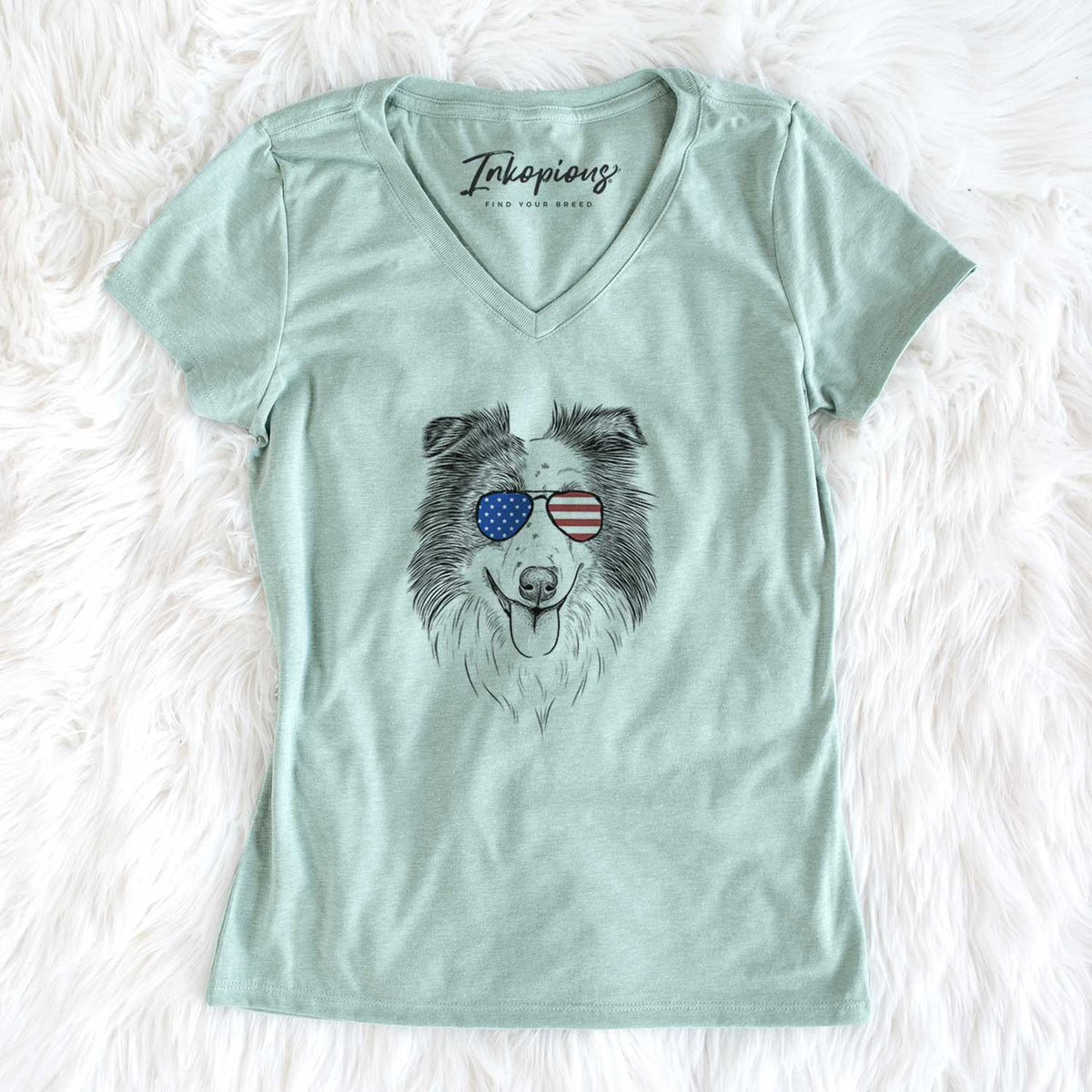 USA Lady Bug the Border Collie - Women's Perfect V-neck Shirt