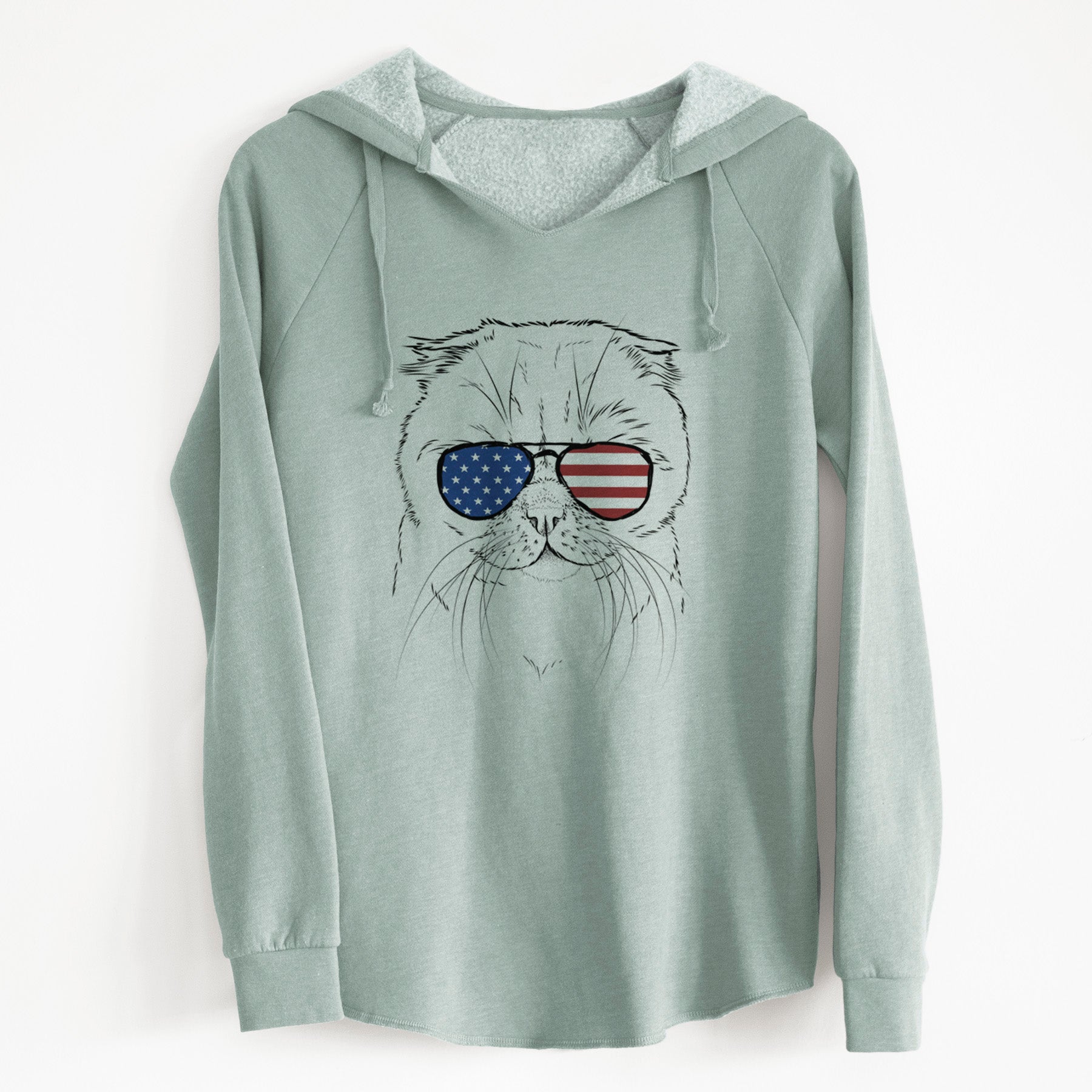USA Lina the Exotic Fold Cat - Cali Wave Hooded Sweatshirt