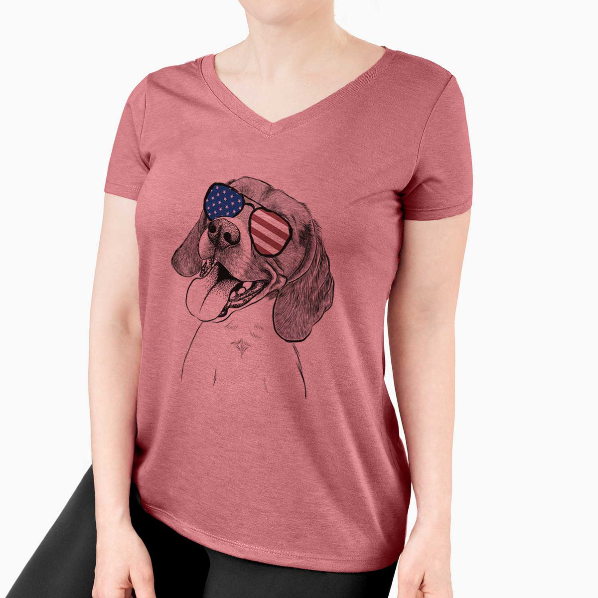 USA Little Bandit the Beagle - Women's Perfect V-neck Shirt