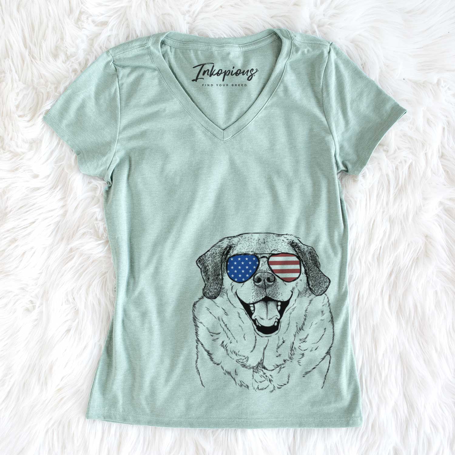 USA Little Man the Puggle - Women's Perfect V-neck Shirt