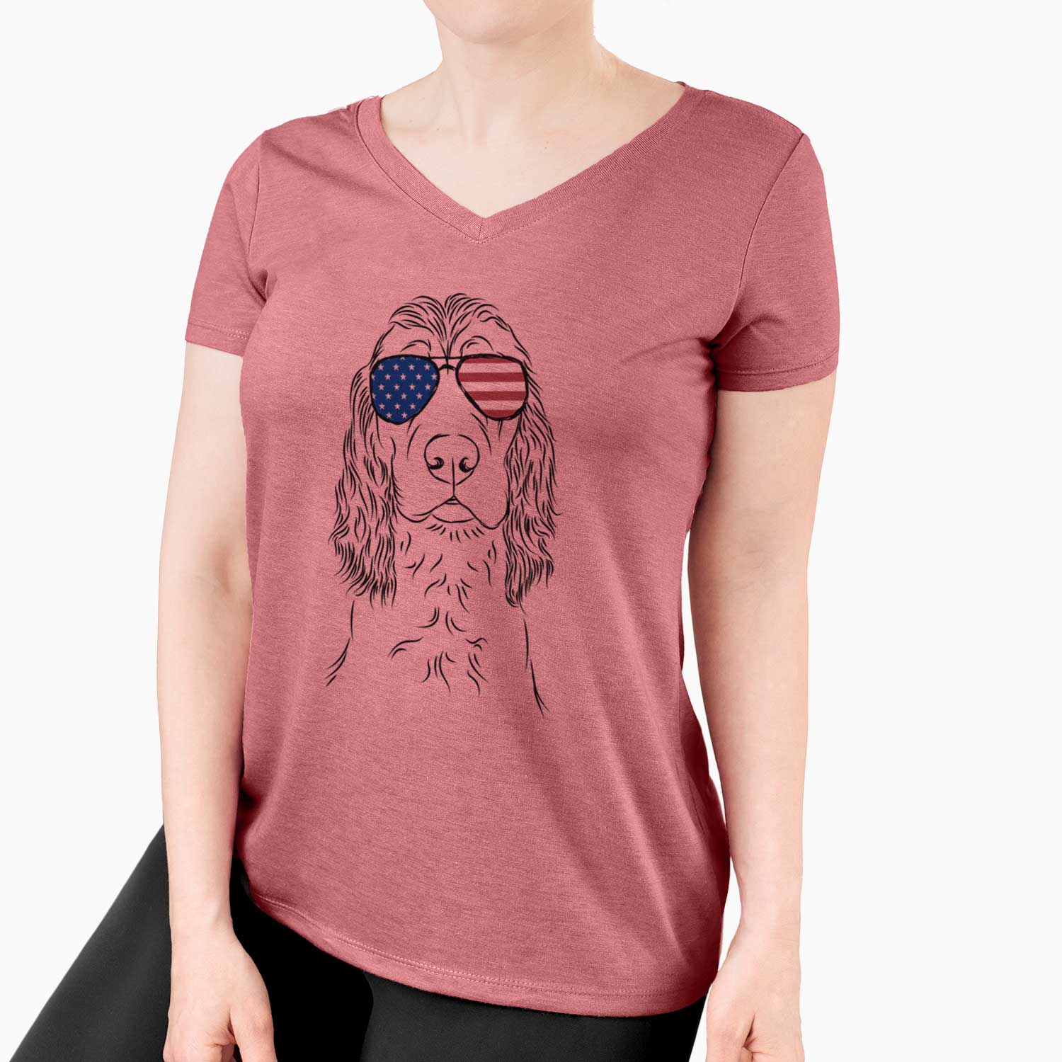 USA Logan the Cocker Spaniel - Women's Perfect V-neck Shirt