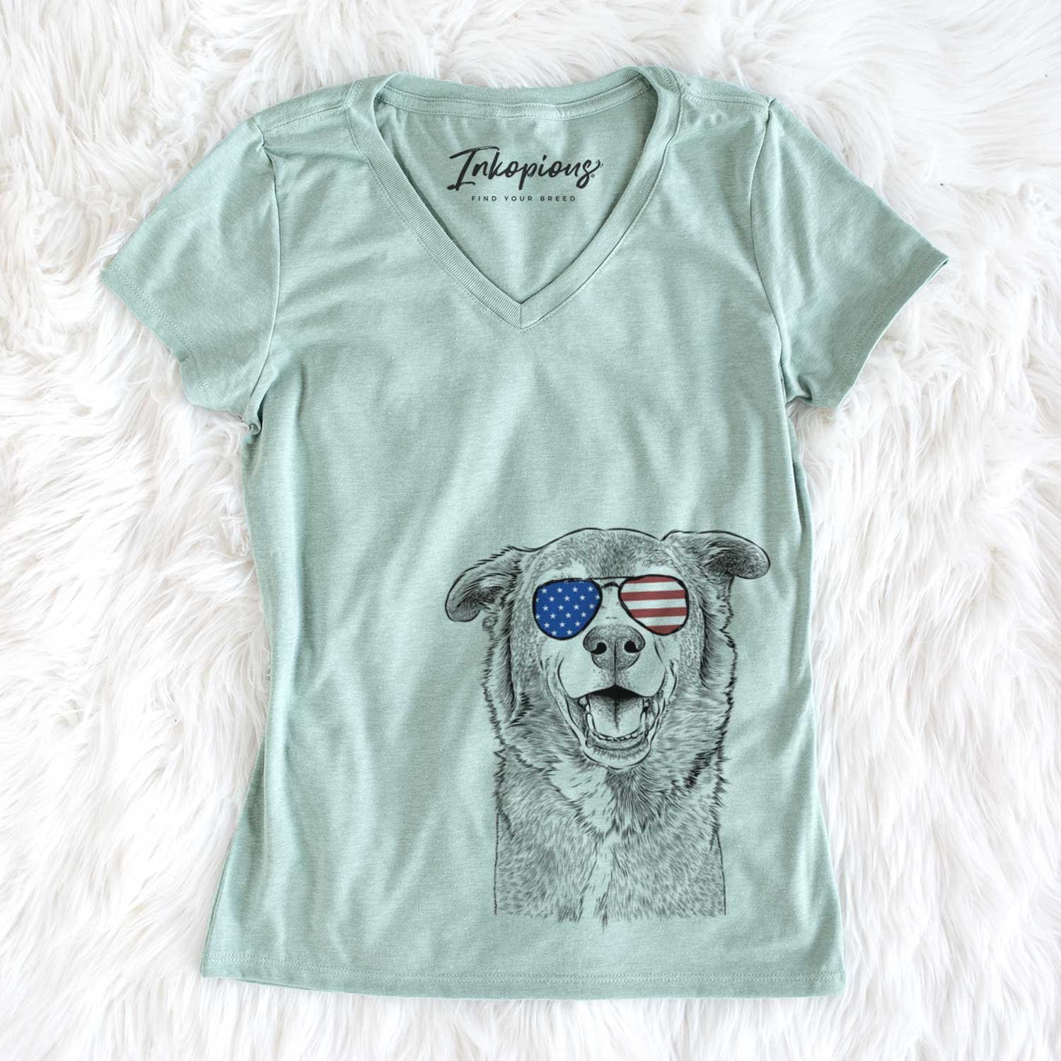 USA Logan the Rescue Mutt - Women's Perfect V-neck Shirt