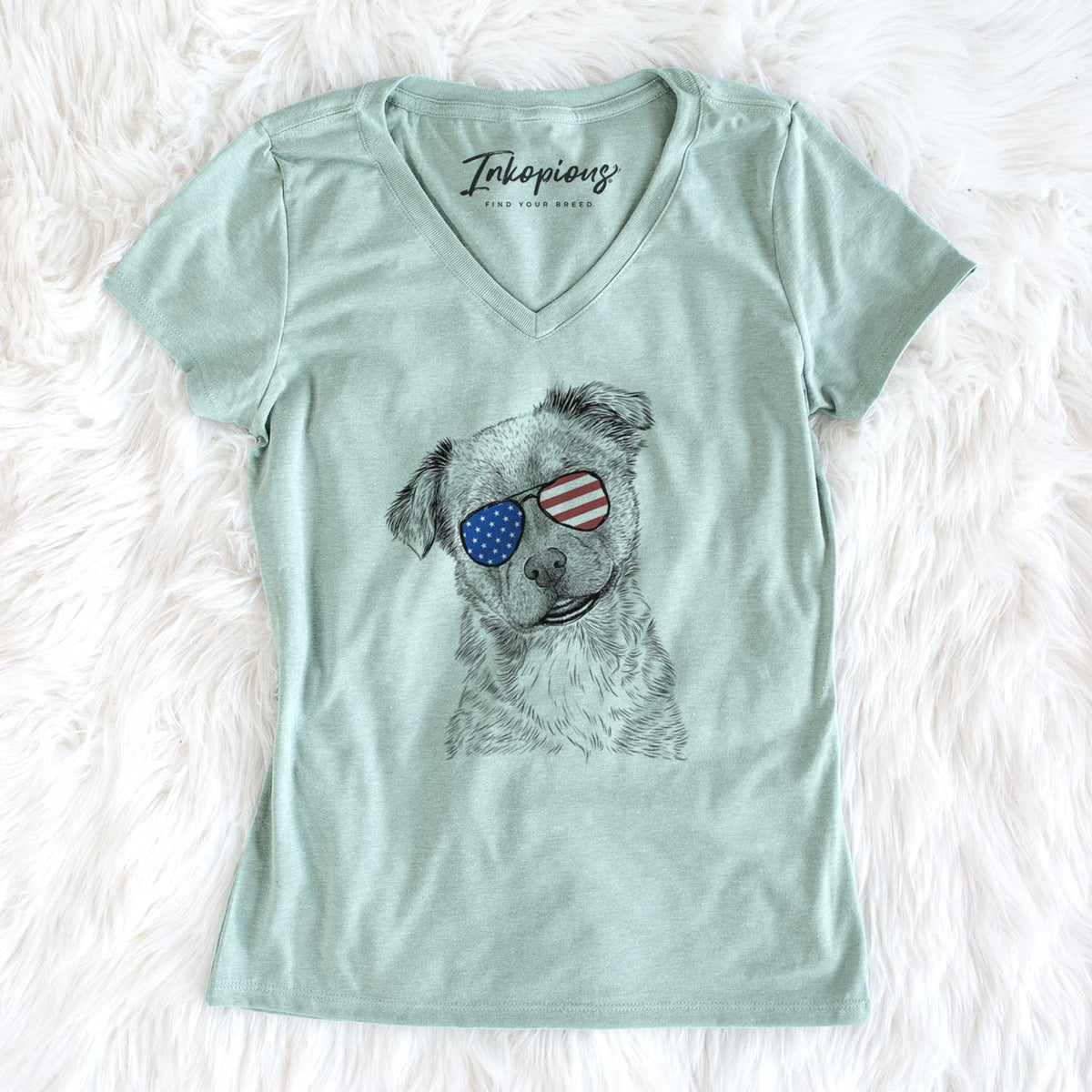 USA Loki Bear the Australian Cattle Dog Mix - Women's Perfect V-neck Shirt