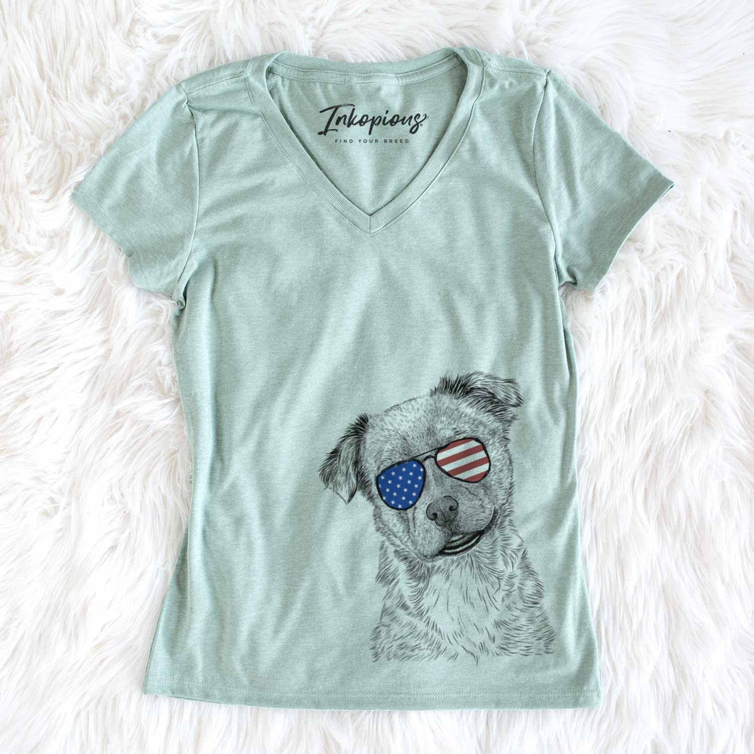 USA Loki Bear the Australian Cattle Dog Mix - Women's Perfect V-neck Shirt