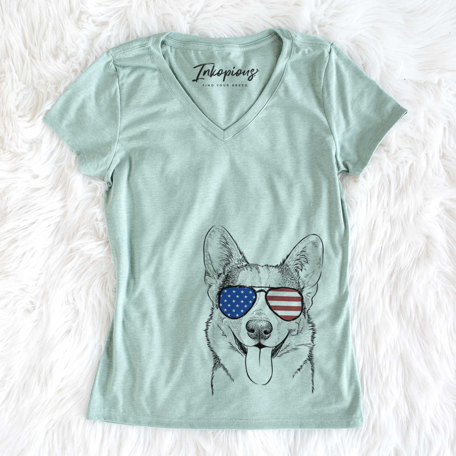 USA Loki the Corgi - Women's Perfect V-neck Shirt