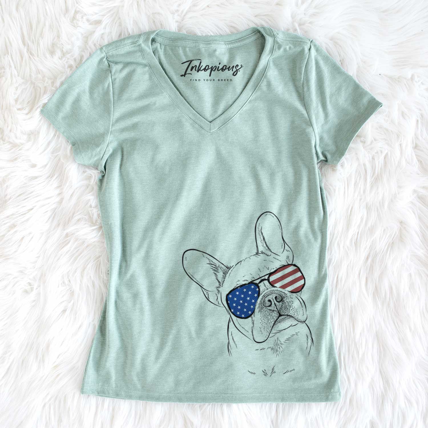 USA Loki the French Bulldog - Women's Perfect V-neck Shirt