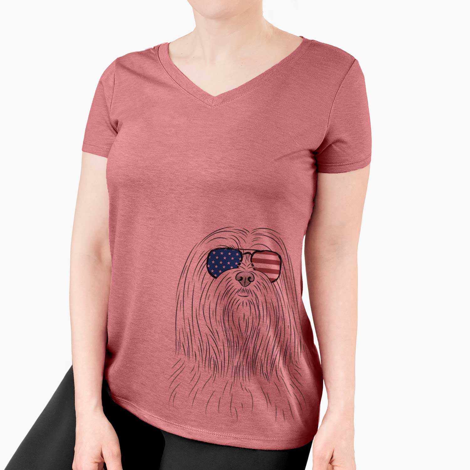 USA Lorenzo the Lhasa Apso - Women's Perfect V-neck Shirt