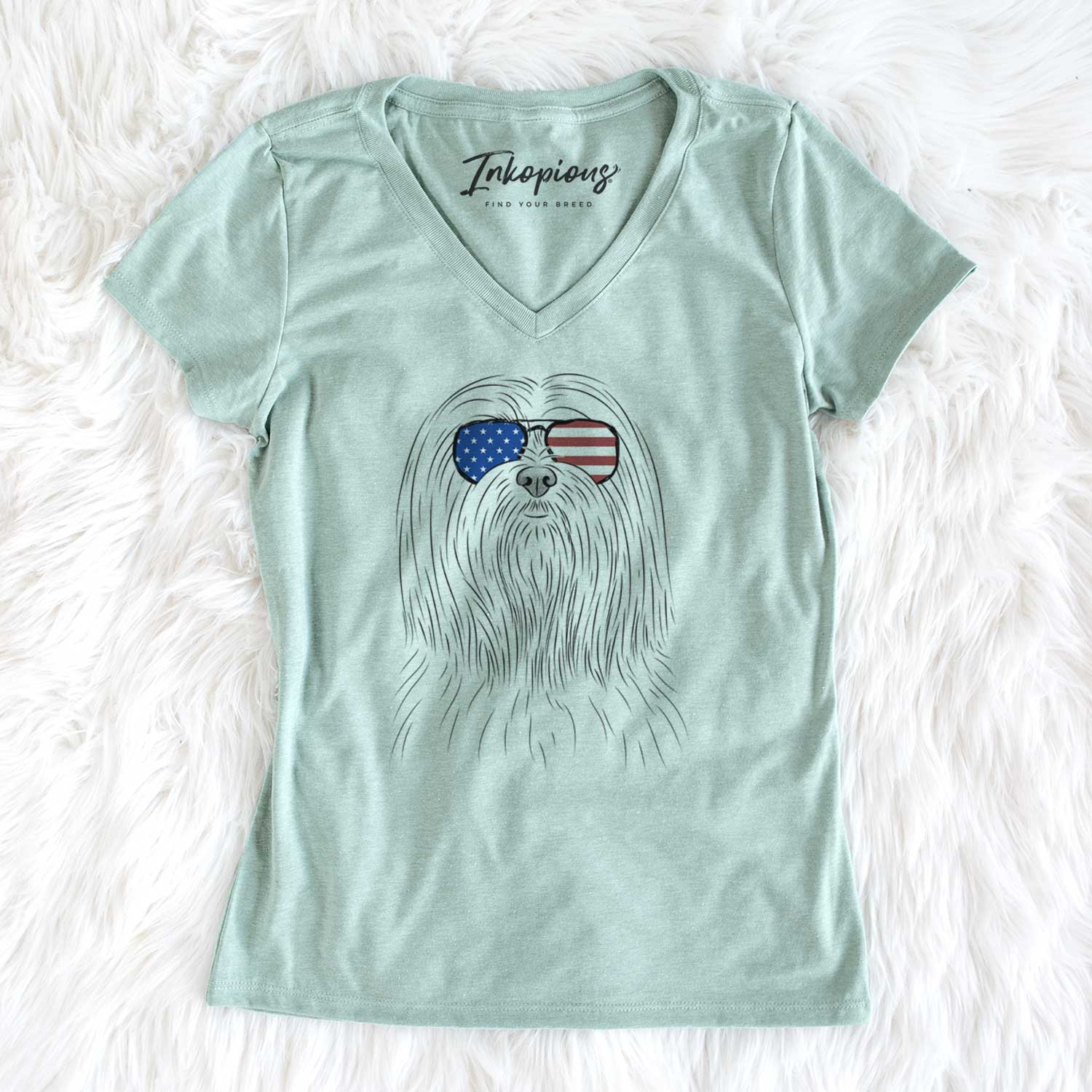 USA Lorenzo the Lhasa Apso - Women's Perfect V-neck Shirt