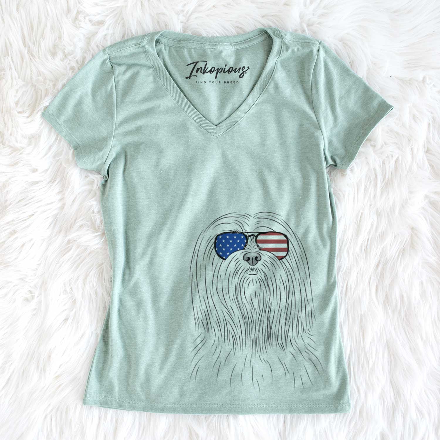 USA Lorenzo the Lhasa Apso - Women's Perfect V-neck Shirt