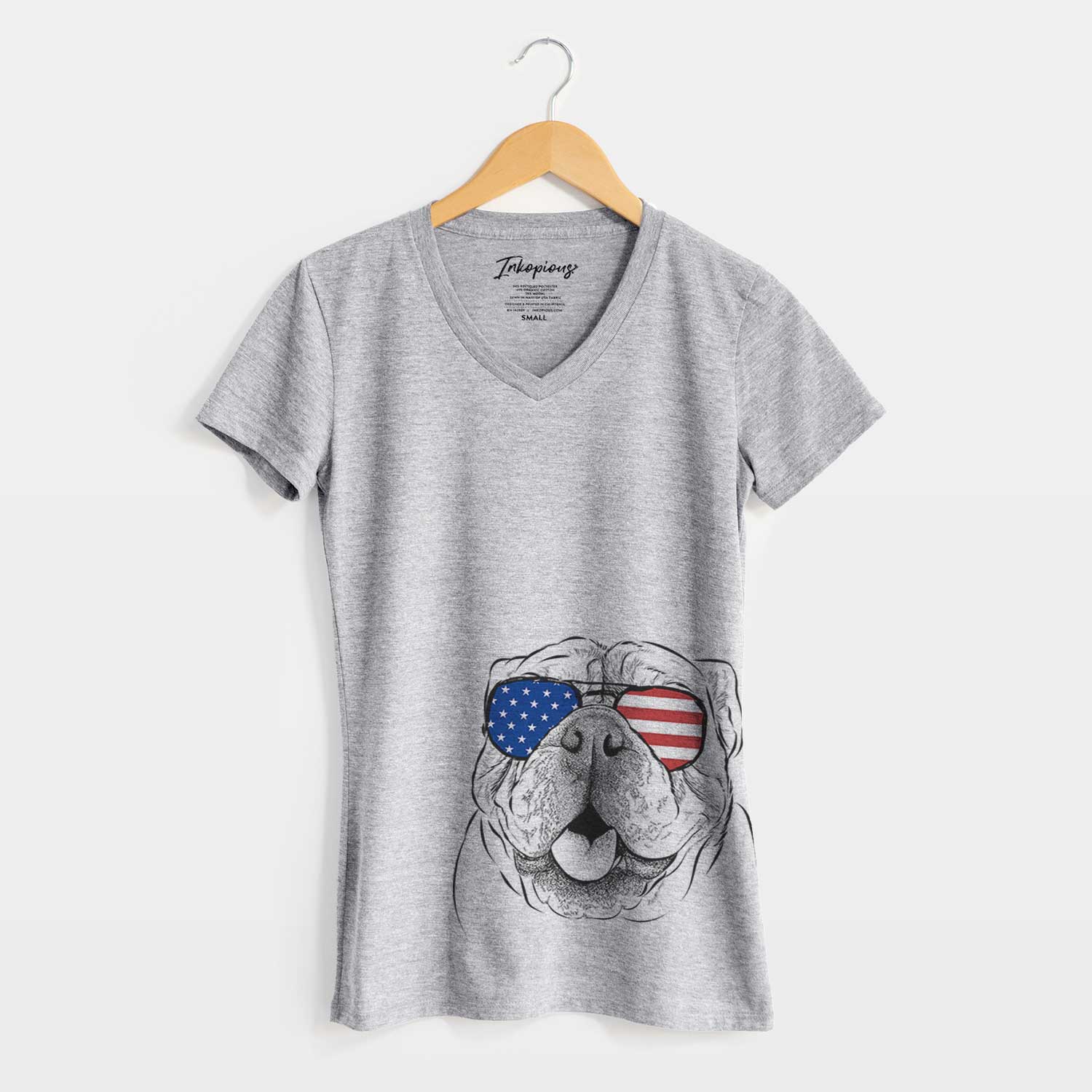 USA Louie the English Bulldog - Women's Perfect V-neck Shirt