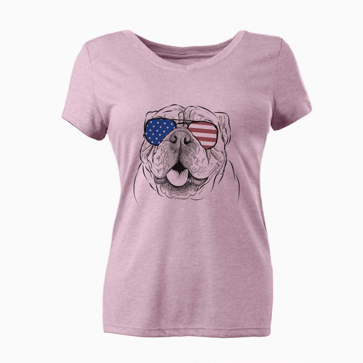 USA Louie the English Bulldog - Women's Perfect V-neck Shirt