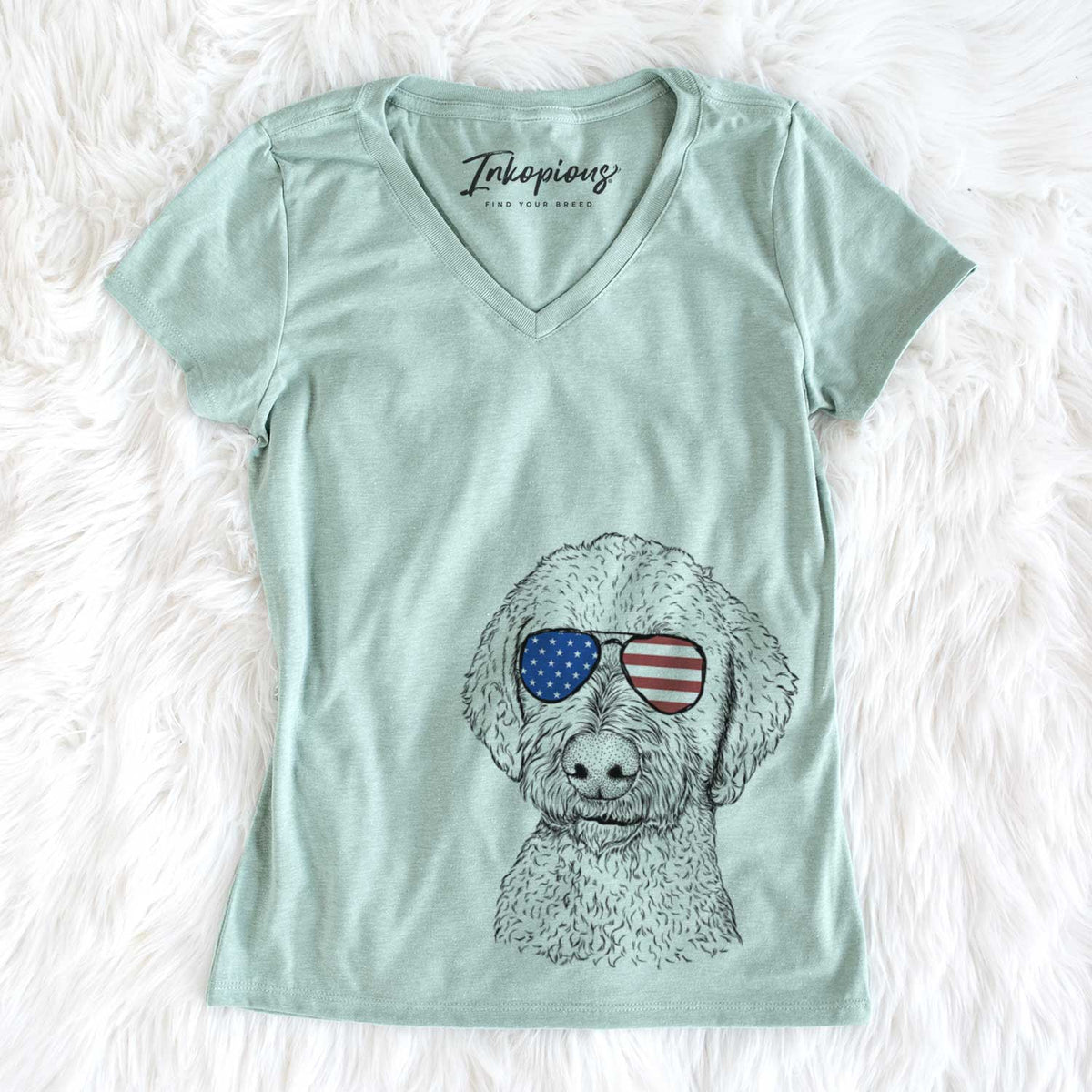 USA Lucy Boo the Goldendoodle - Women's Perfect V-neck Shirt