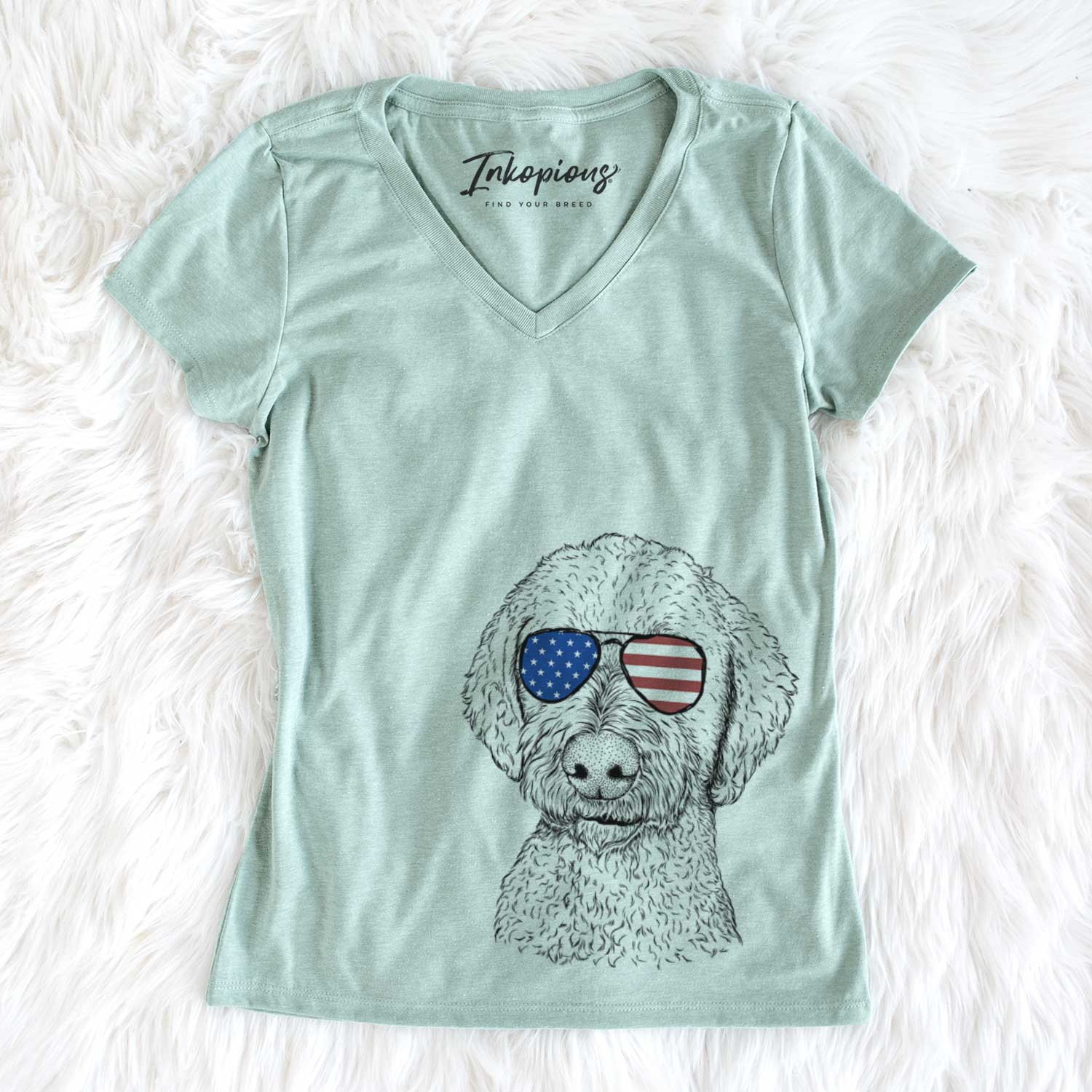 USA Lucy Boo the Goldendoodle - Women's Perfect V-neck Shirt