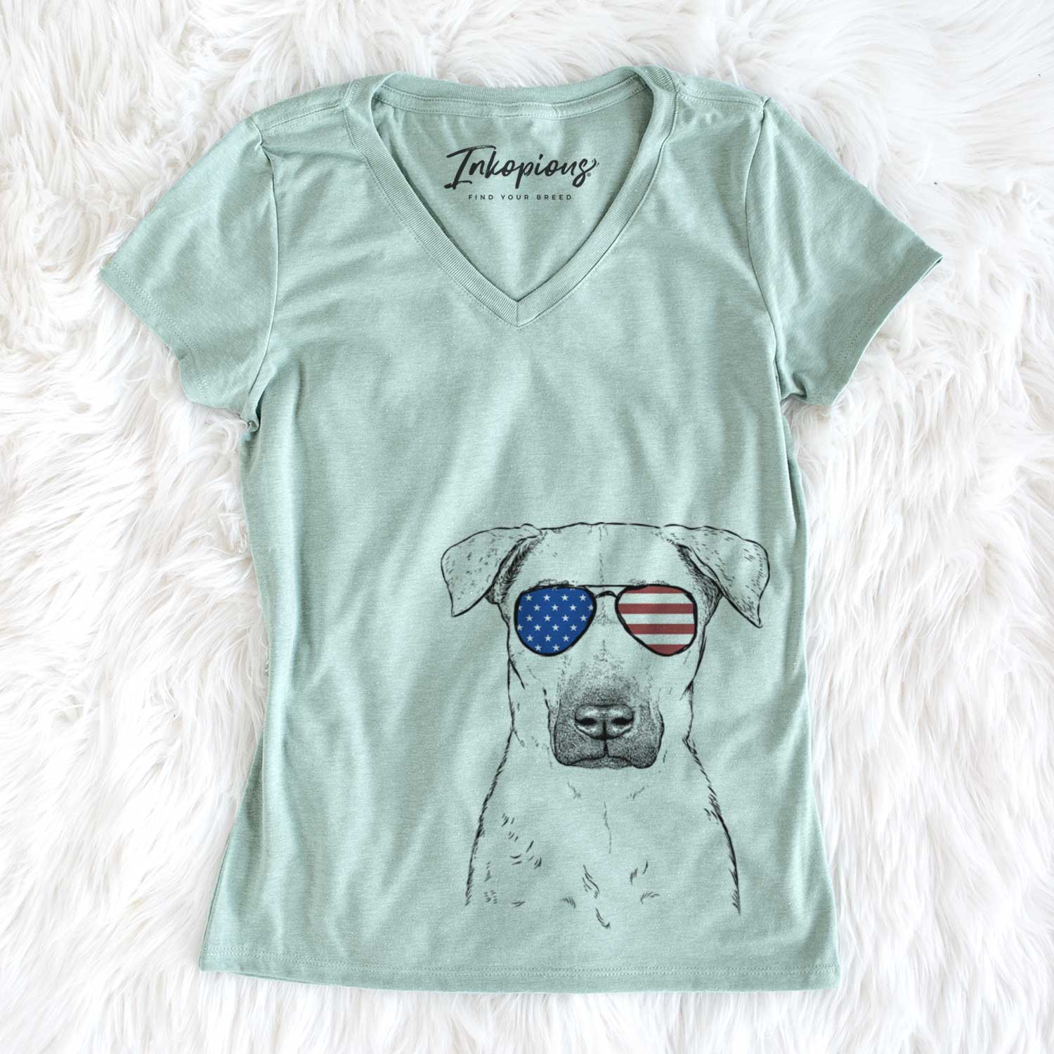 USA Luna the Black Mouth Cur - Women's Perfect V-neck Shirt