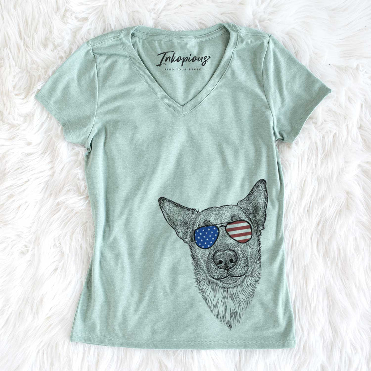 USA Luna the Shepherd Mix - Women's Perfect V-neck Shirt