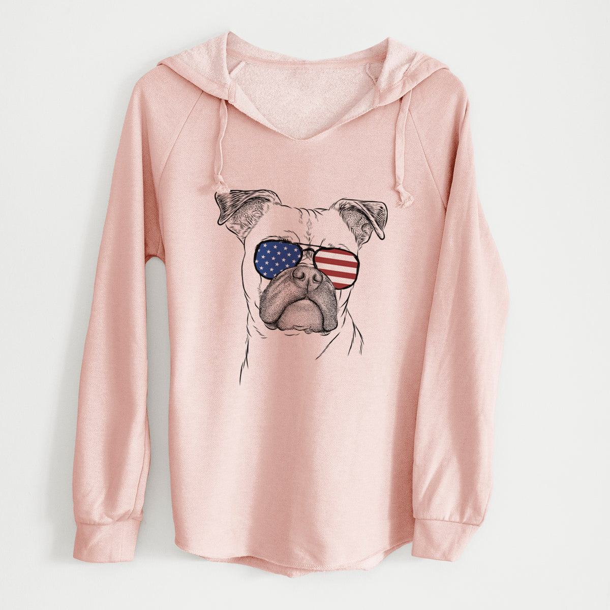 USA Mack the Bugg (Boston Terrier/Pug) - Cali Wave Hooded Sweatshirt