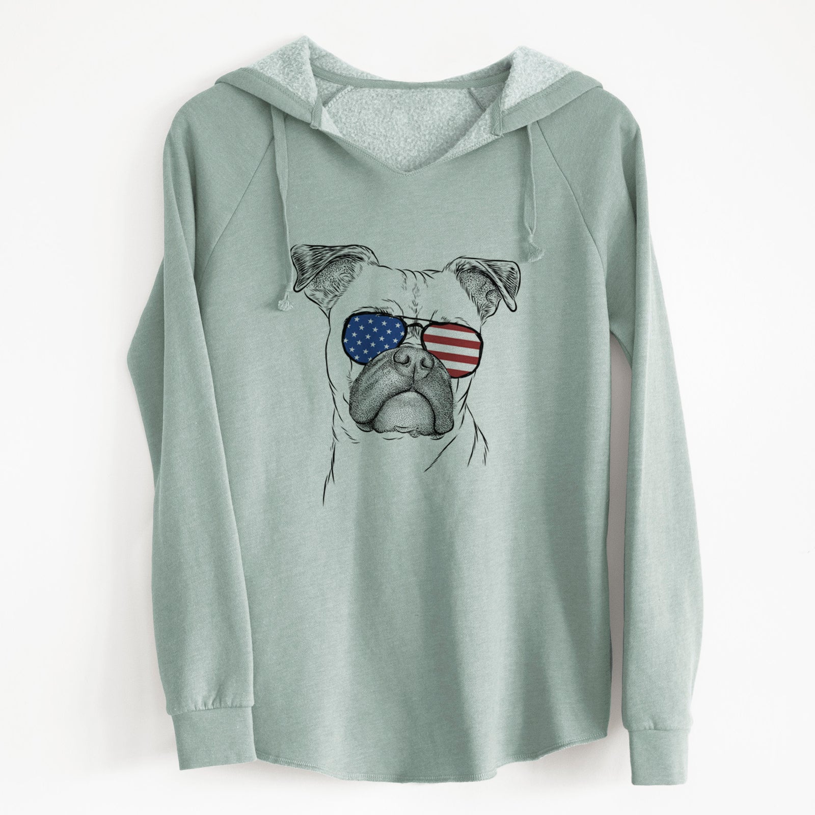 USA Mack the Bugg (Boston Terrier/Pug) - Cali Wave Hooded Sweatshirt
