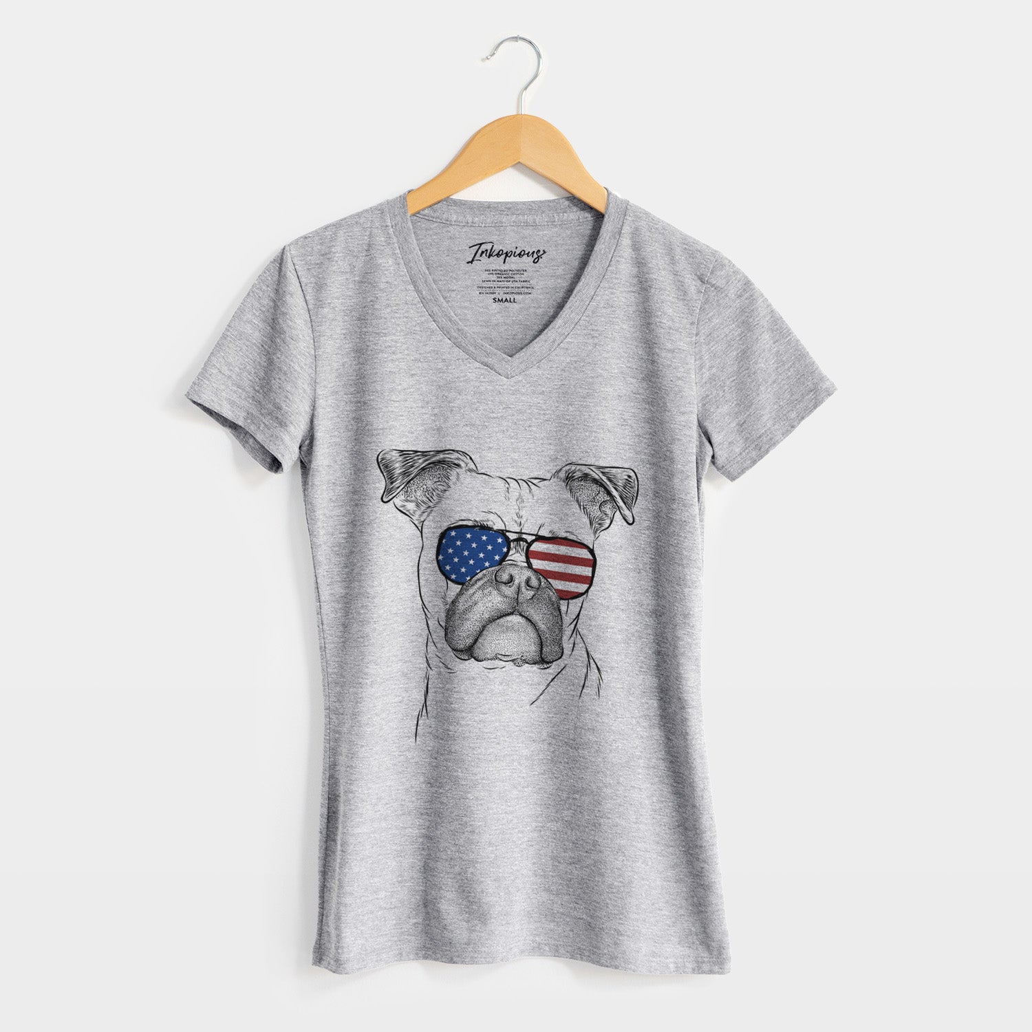 USA Mack the Bugg (Boston Terrier/Pug) - Women's Perfect V-neck Shirt