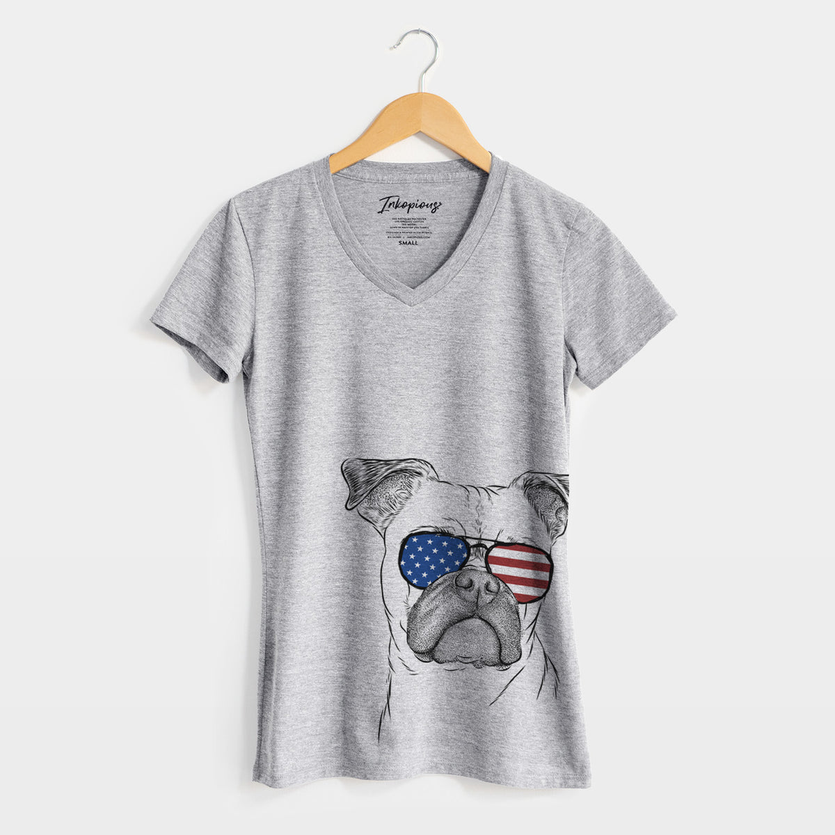 USA Mack the Bugg (Boston Terrier/Pug) - Women's Perfect V-neck Shirt