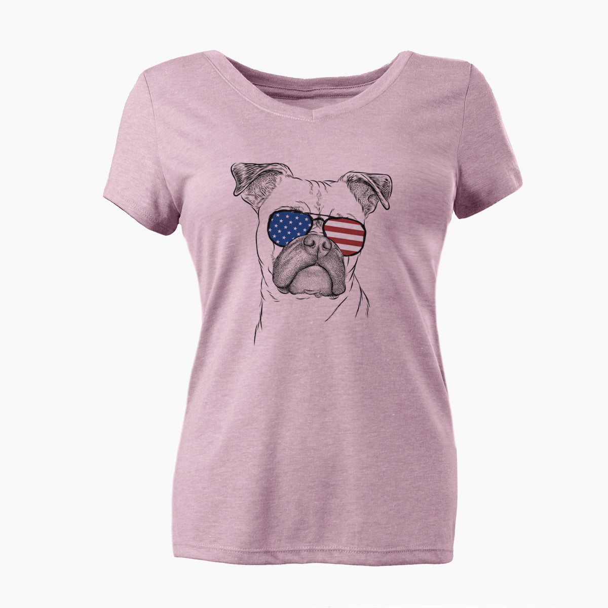 USA Mack the Bugg (Boston Terrier/Pug) - Women's Perfect V-neck Shirt