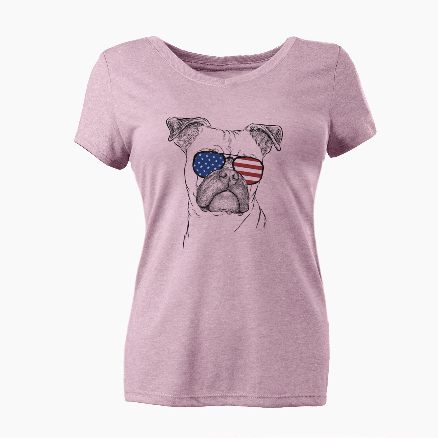 USA Mack the Bugg (Boston Terrier/Pug) - Women's Perfect V-neck Shirt